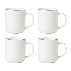Lenox Westmore 24 Seven Black Rim Mugs, Set of 4