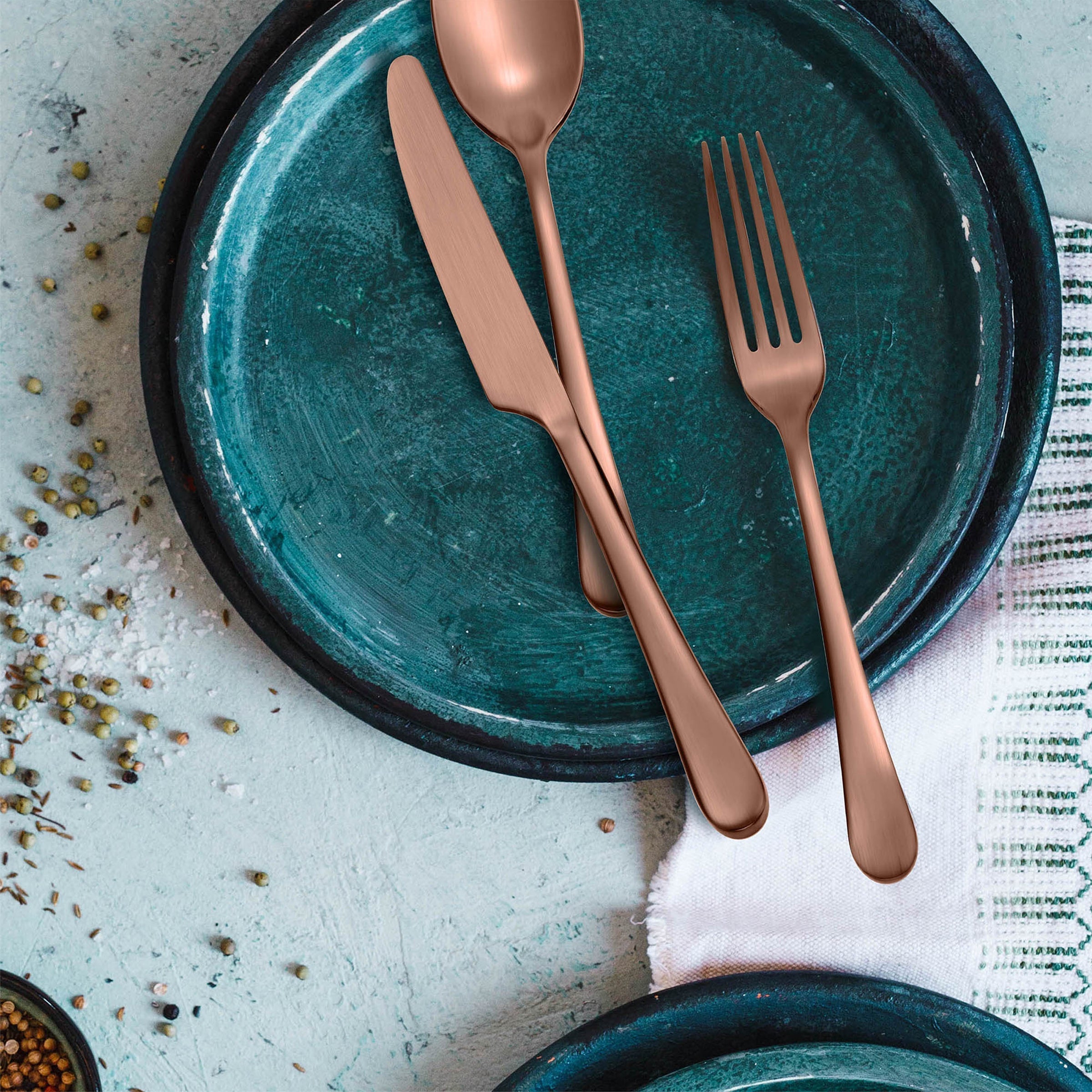 Lenox Westmore Mirabella Copper Titanium Satin 20-Piece Flatware Set - Image 2