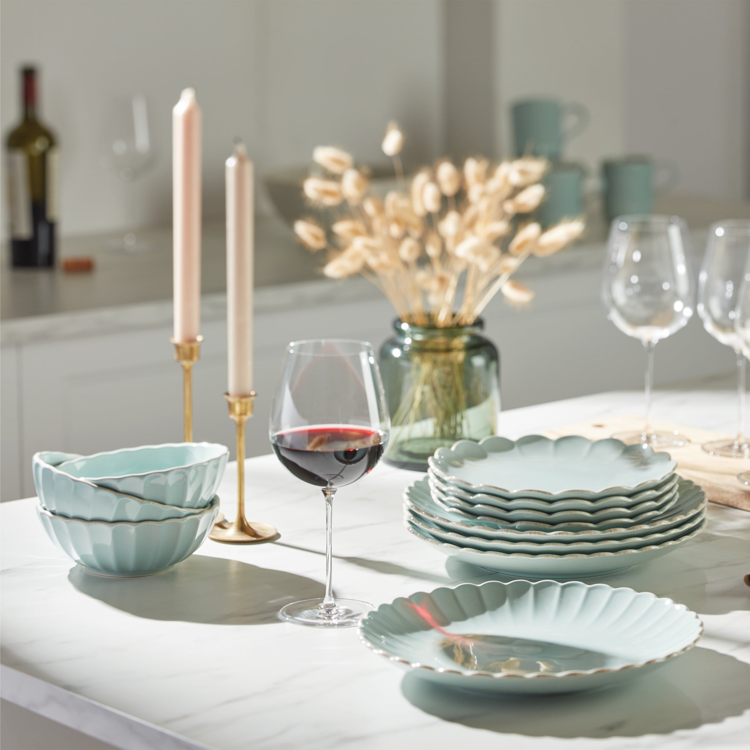 Lenox Westmore French Perle Scallop Ice Blue 12-Piece Dinnerware Set - Image 8