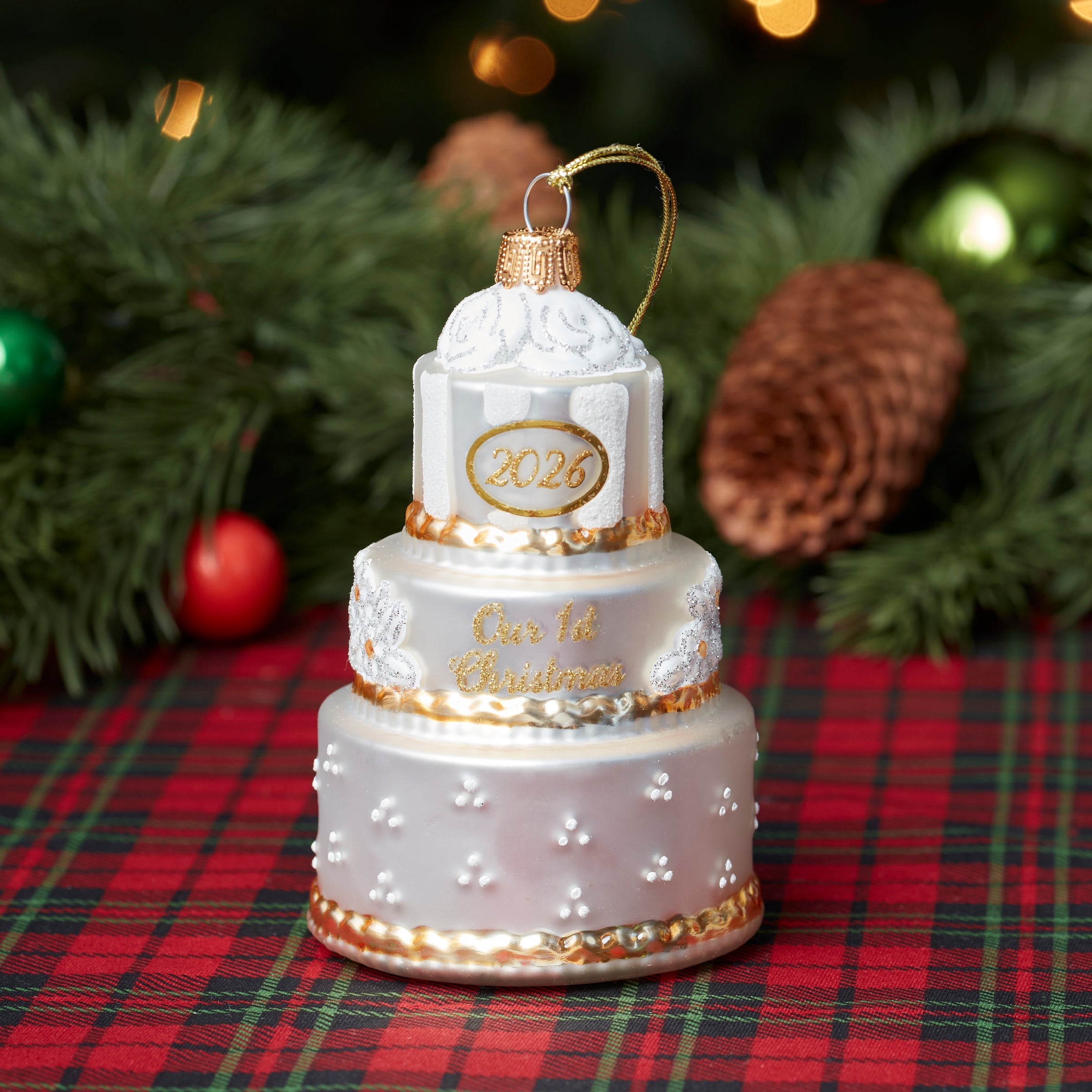 Lenox Westmore 2026 Retro Blown Glass Our 1st Christmas Wedding Ornament - Image 2
