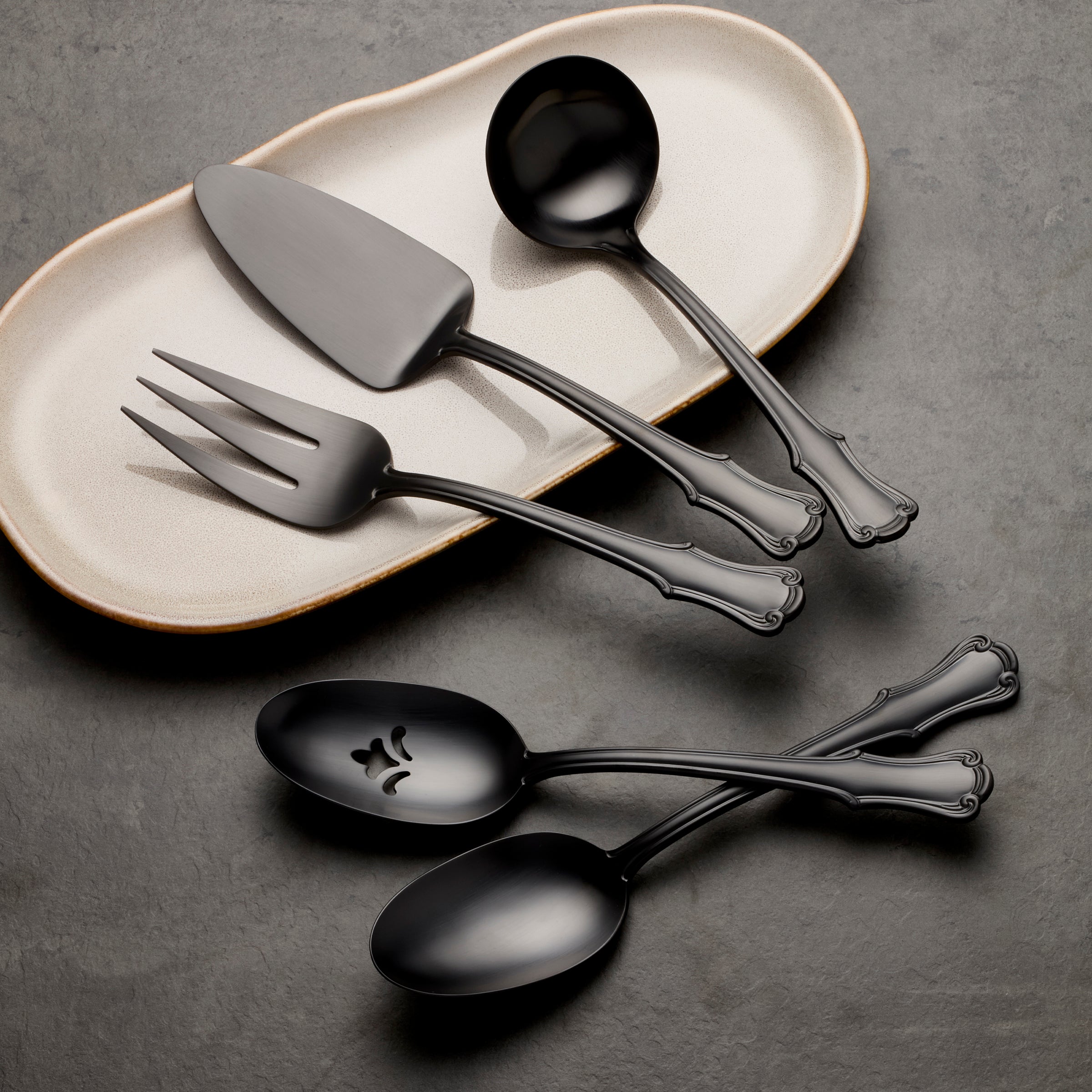 Lenox Westmore James Street Black Satin 5-Piece Hostess Set - Image 2
