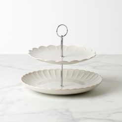 Lenox Westmore French Perle Scallop White 2-Tier Server