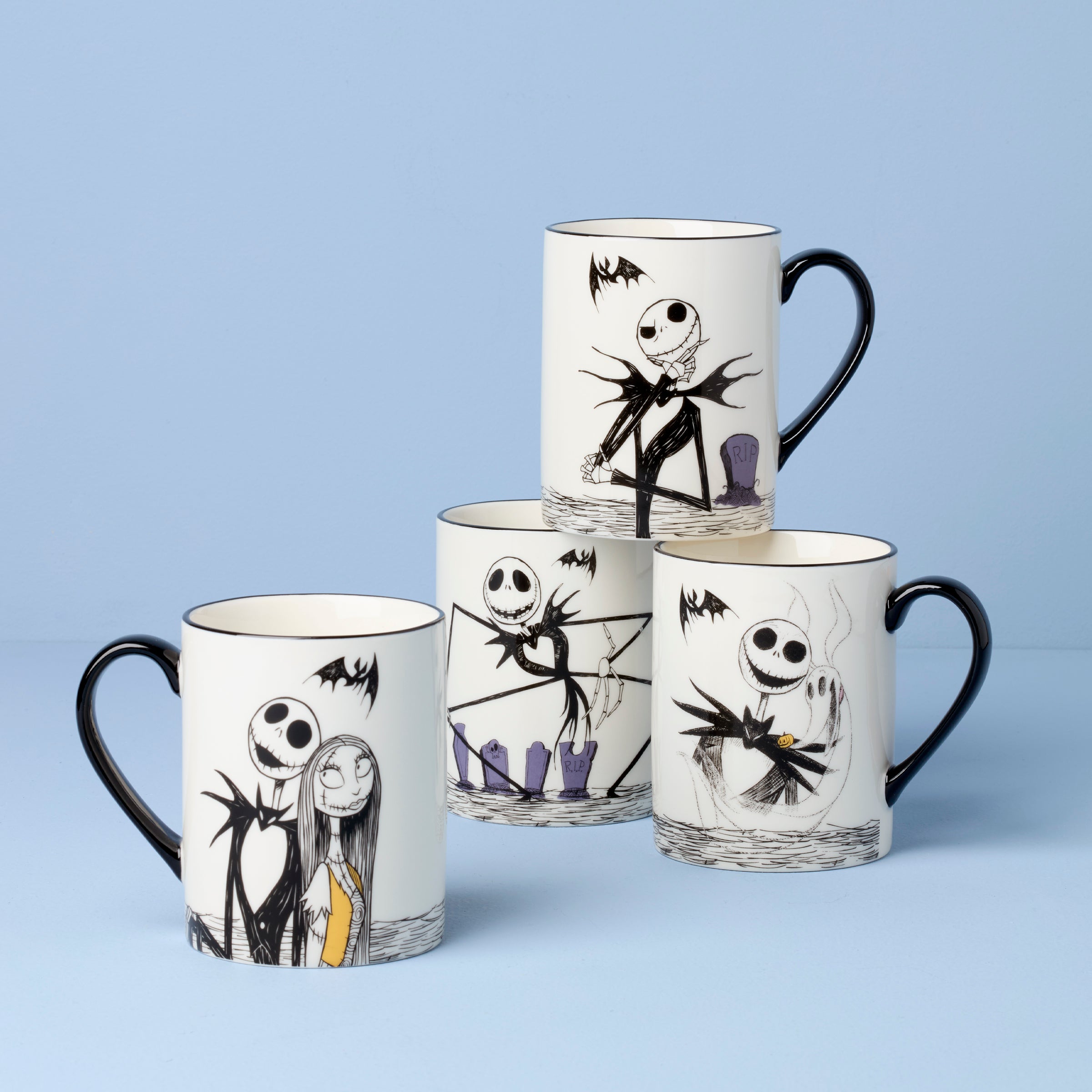Lenox Westmore Nightmare Before Christmas Mugs, Set of 4