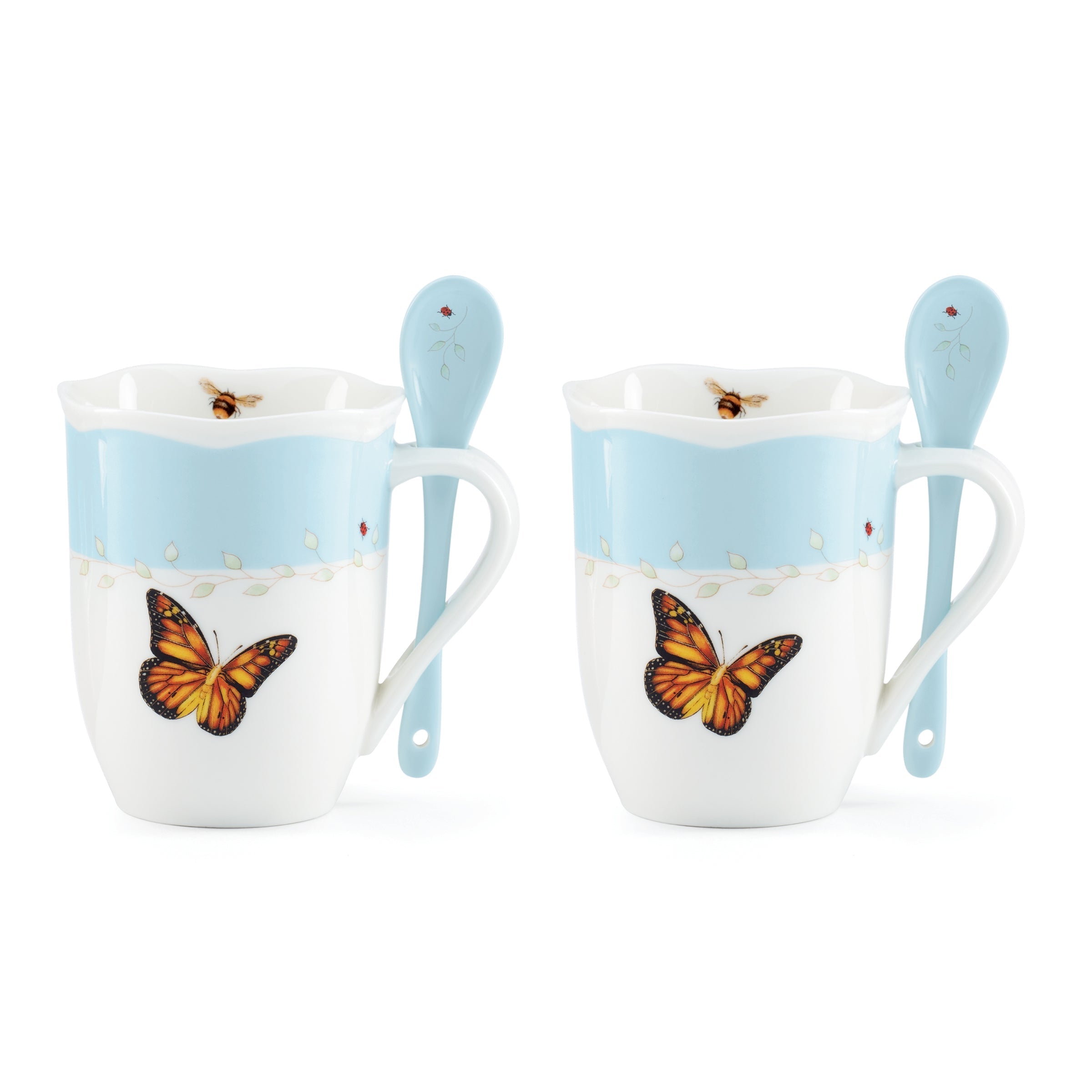 Lenox Westmore Butterfly Meadow Color Mugs with Spoons, Set of 8 - Image 7
