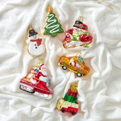 Alternative view of Lenox Westmore Retro Blown Glass Santa on Snowmobile Ornament