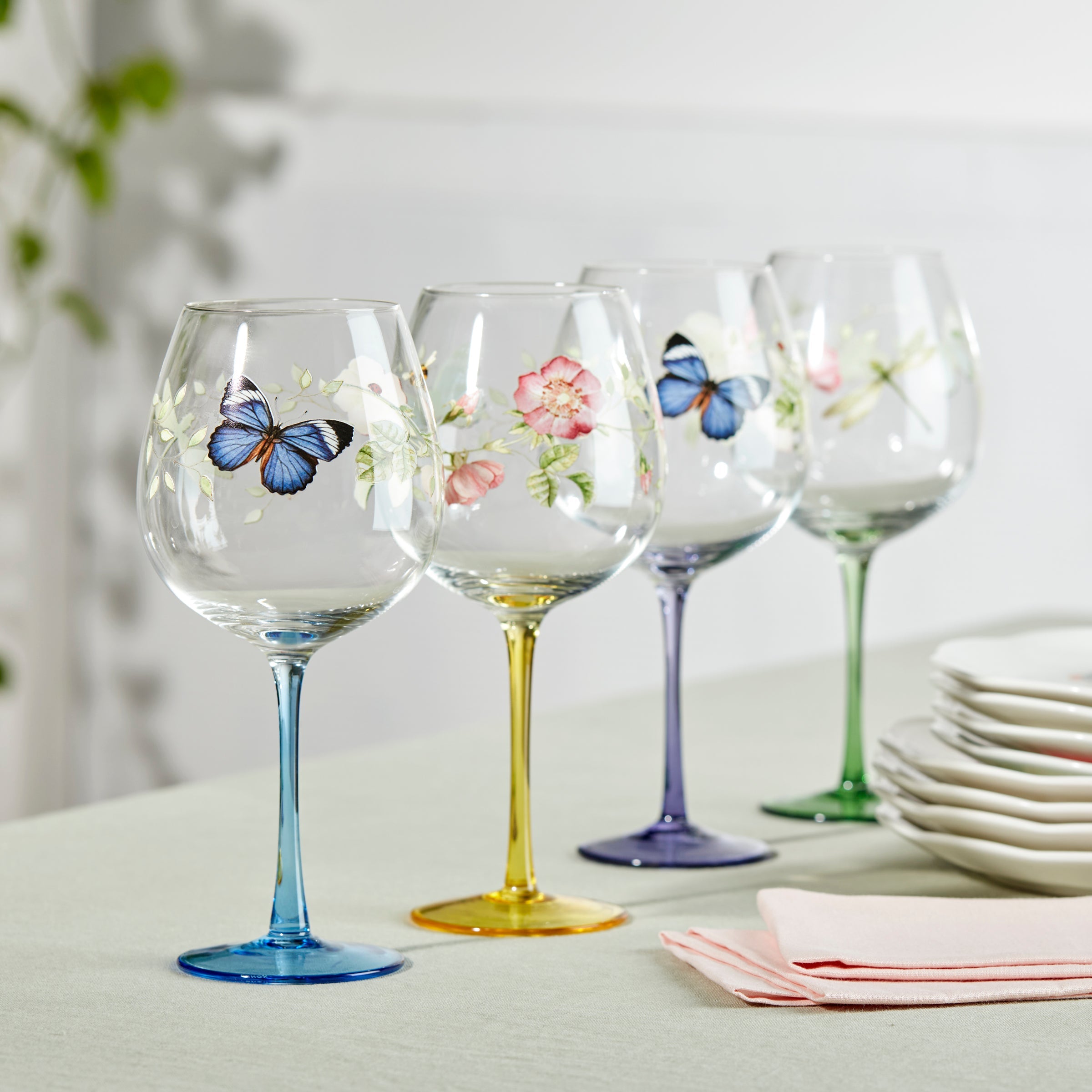 Lenox Westmore Butterfly Meadow Balloon Wine Glasses, Set of 4, Assorted - Image 3