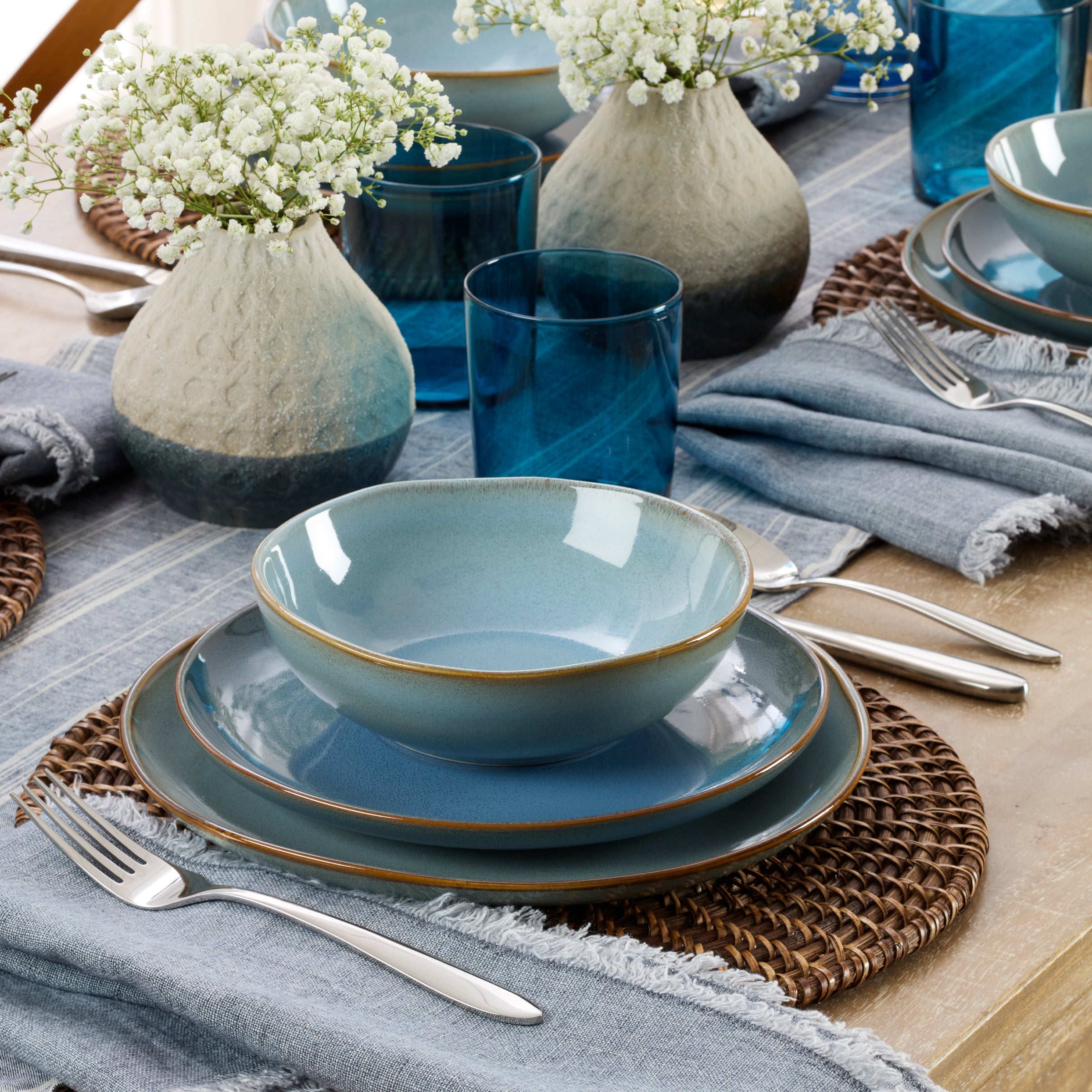 Lenox Westmore Organic Shades Blue 18-Piece Dinnerware Set - Image 3