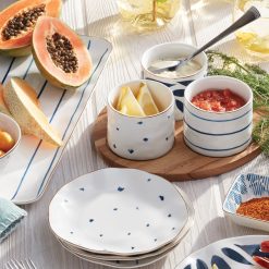 Alternative view of Lenox Westmore Blue Bay Snack Bowls with Wood Tray, Set of 3