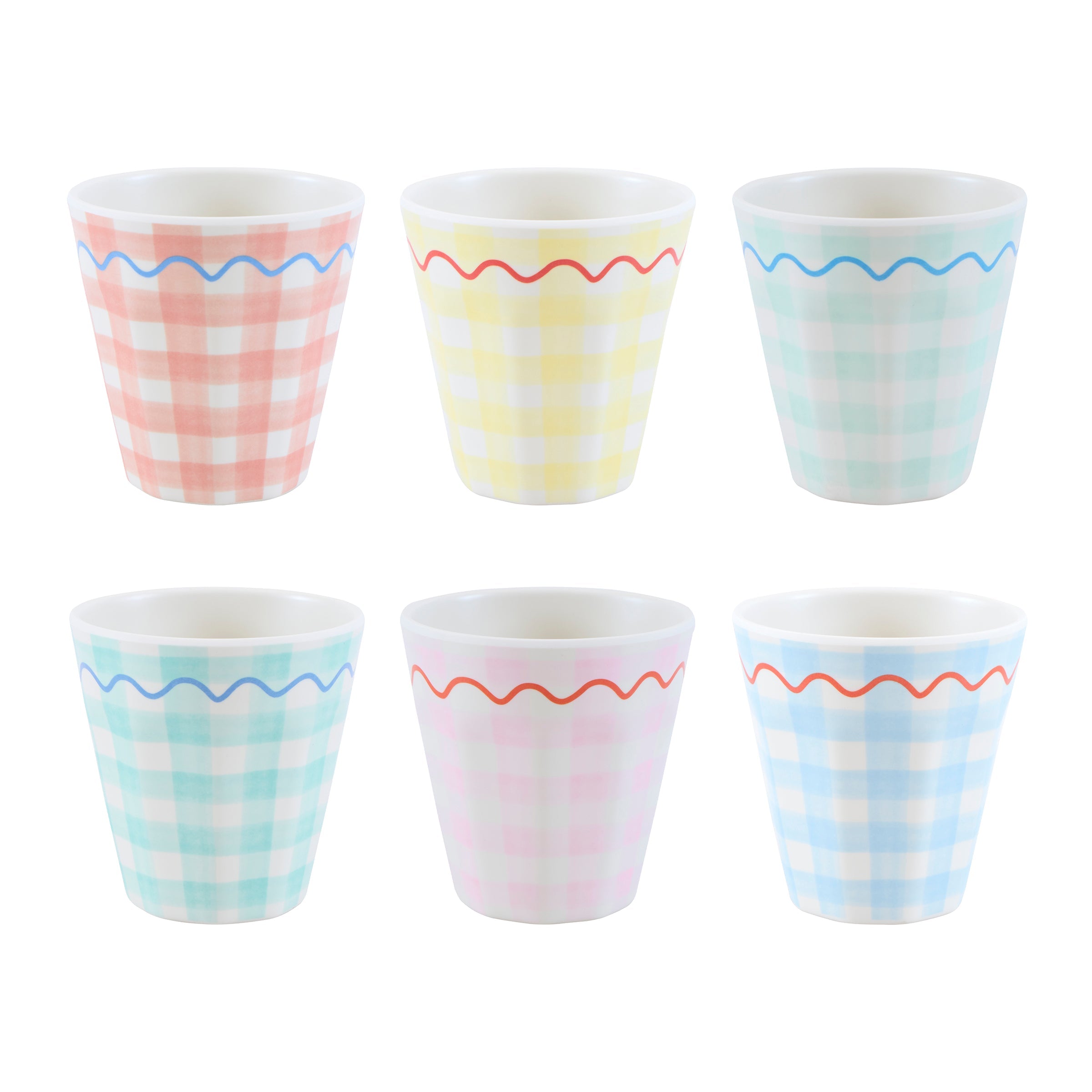 Lenox Westmore Gingham Reusable Cups, Set of 6