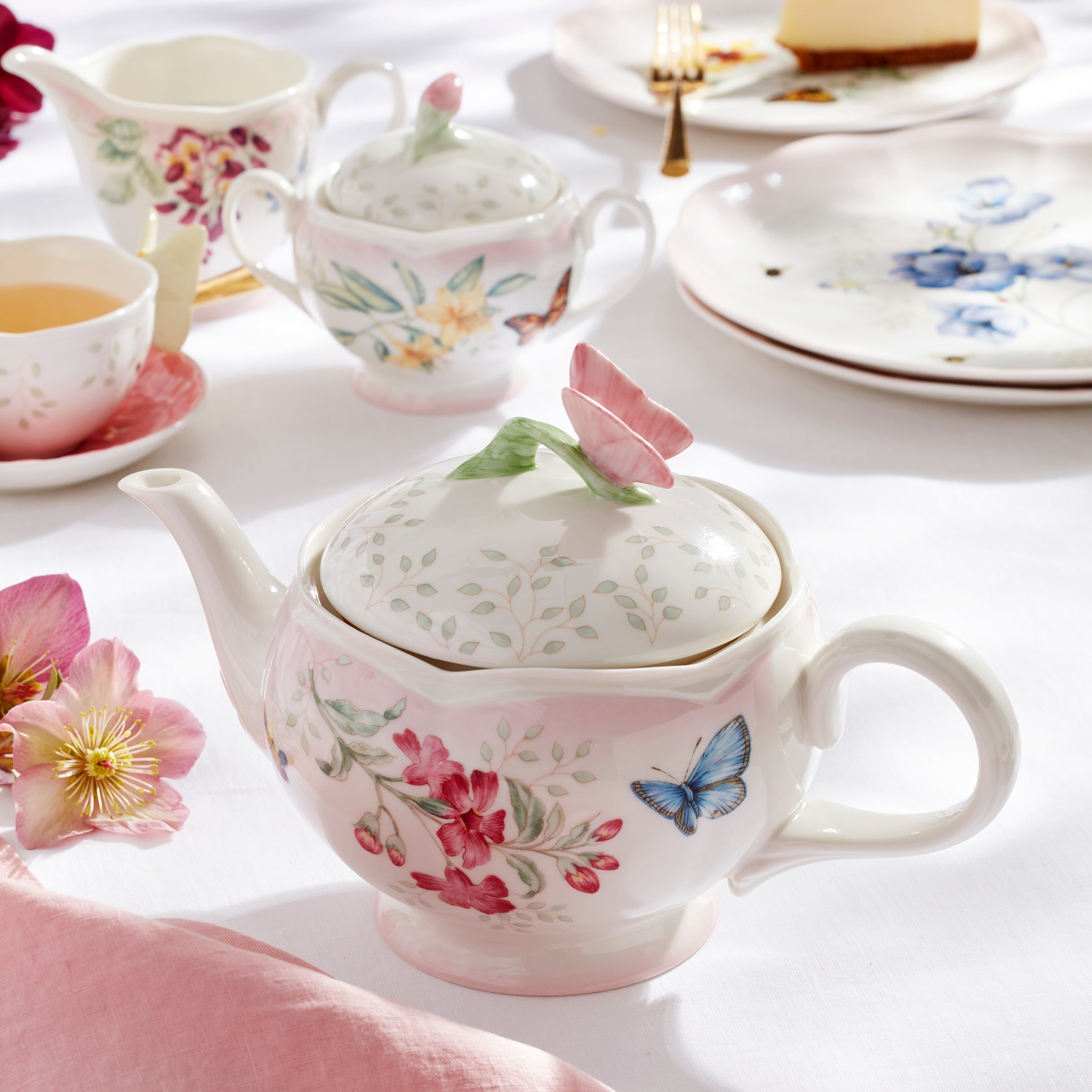Lenox Westmore Butterfly Meadow Pink Ombre 5-Piece Tea Set - Image 3