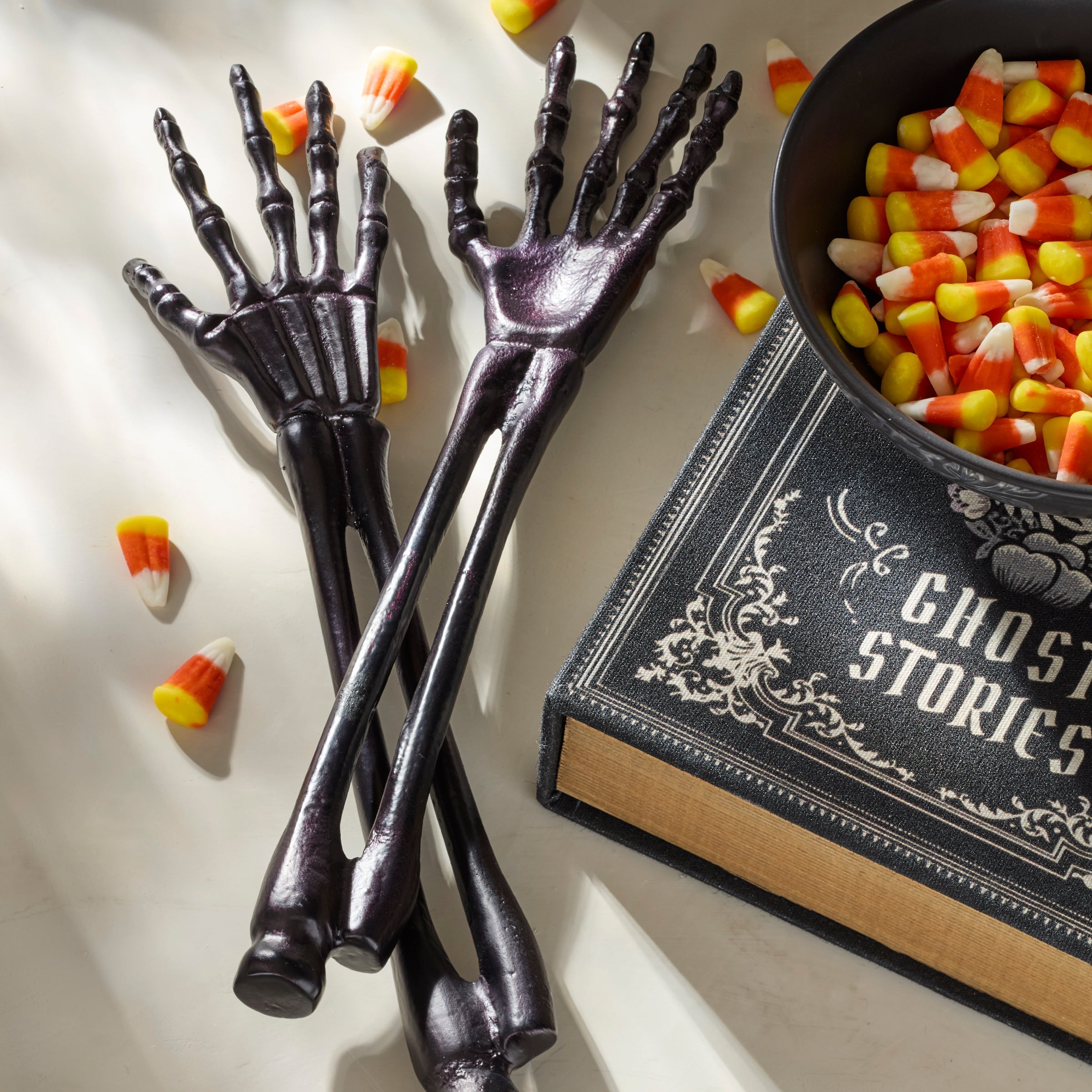 Lenox Westmore Vintro Halloween Skeleton Black Satin 2-Piece Salad Servers - Image 2