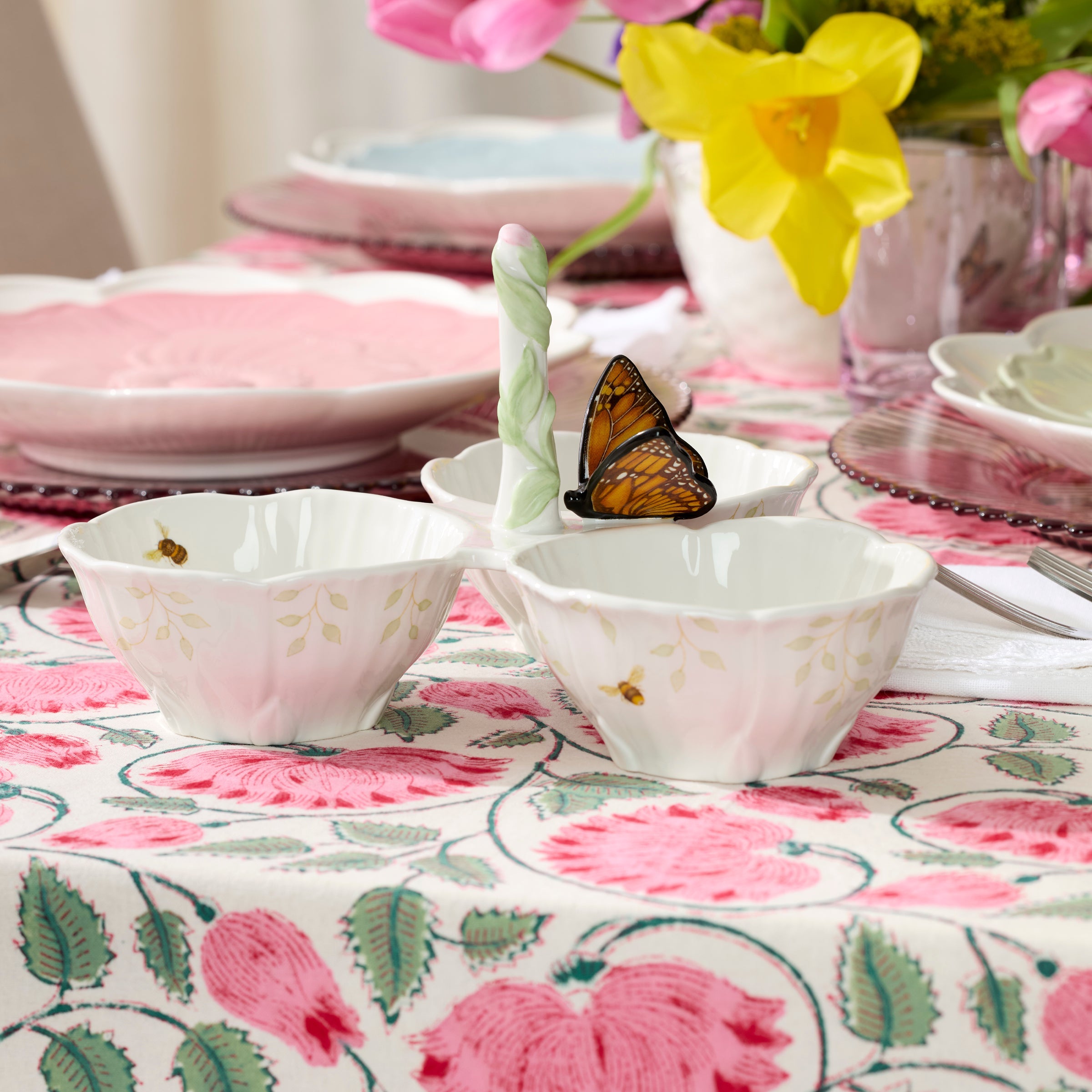 Lenox Westmore Butterfly Meadow Floral 3-Section Server - Image 3
