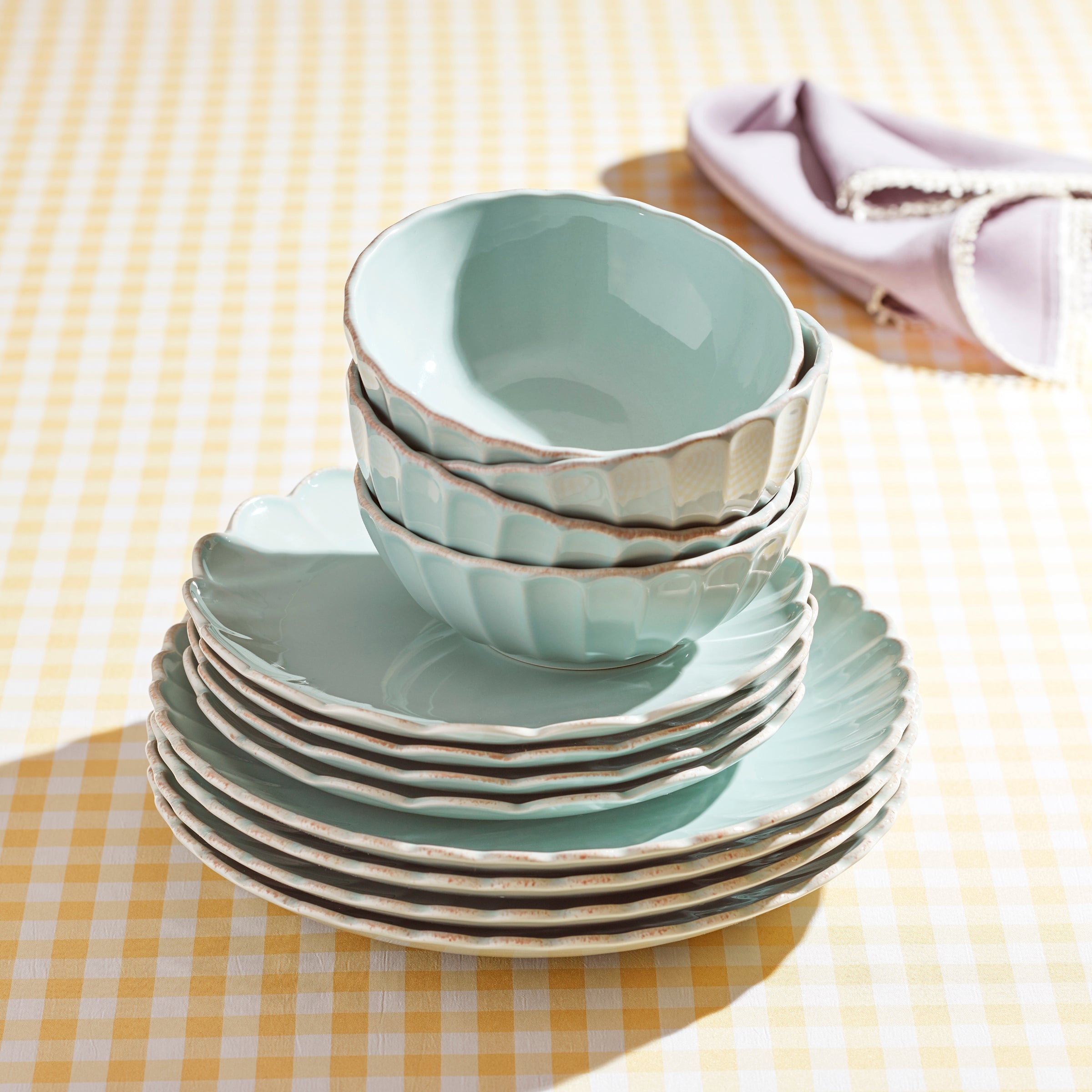 Lenox Westmore French Perle Scallop Ice Blue 12-Piece Dinnerware Set - Image 2