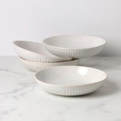Lenox Westmore French Perle Groove White Dinner Bowls, Set of 4