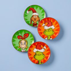 Lenox Westmore Merry Grinchmas Tidbit Plates, Set of 4