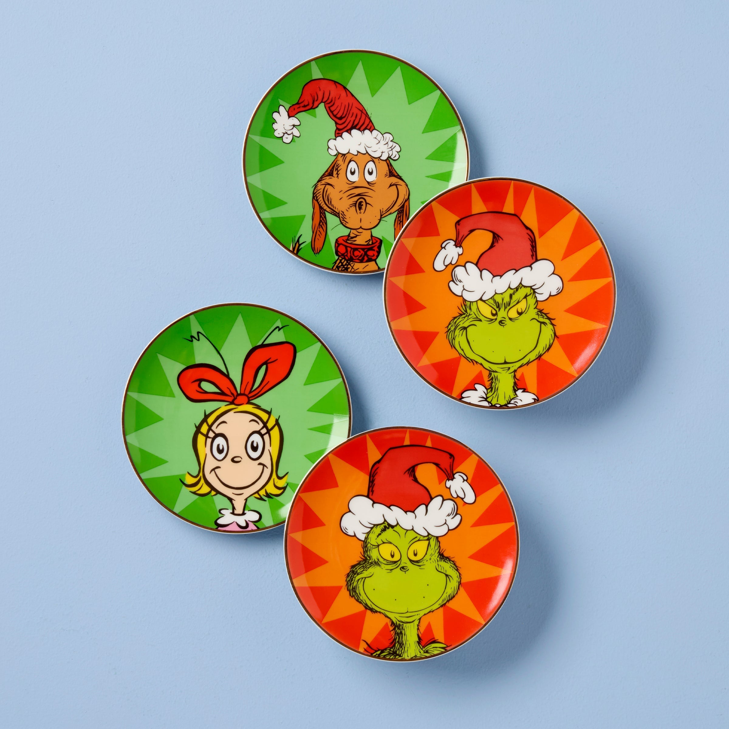Lenox Westmore Merry Grinchmas Tidbit Plates, Set of 4