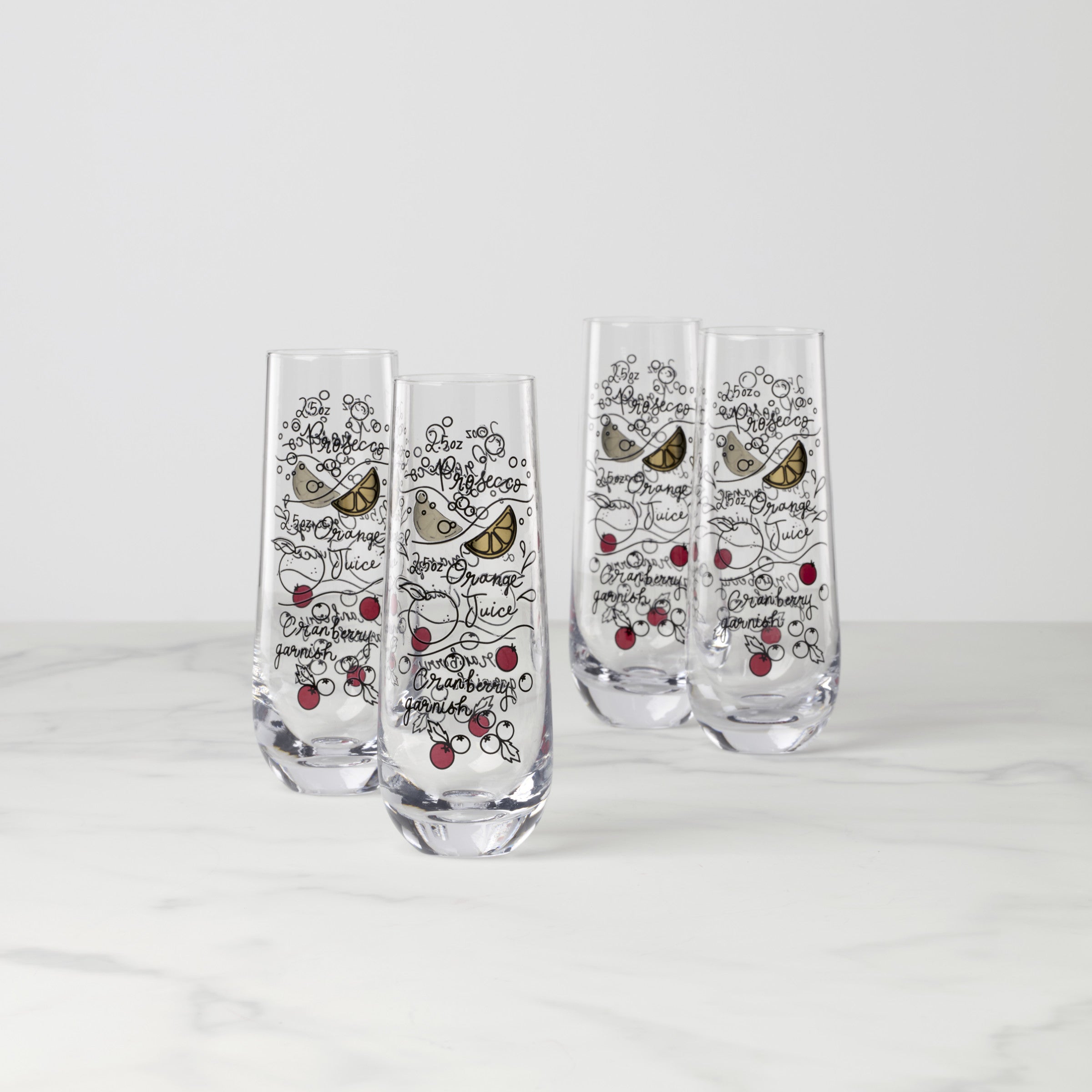 Lenox Westmore Make Merry Stemless Flute Glasses, Set of 4