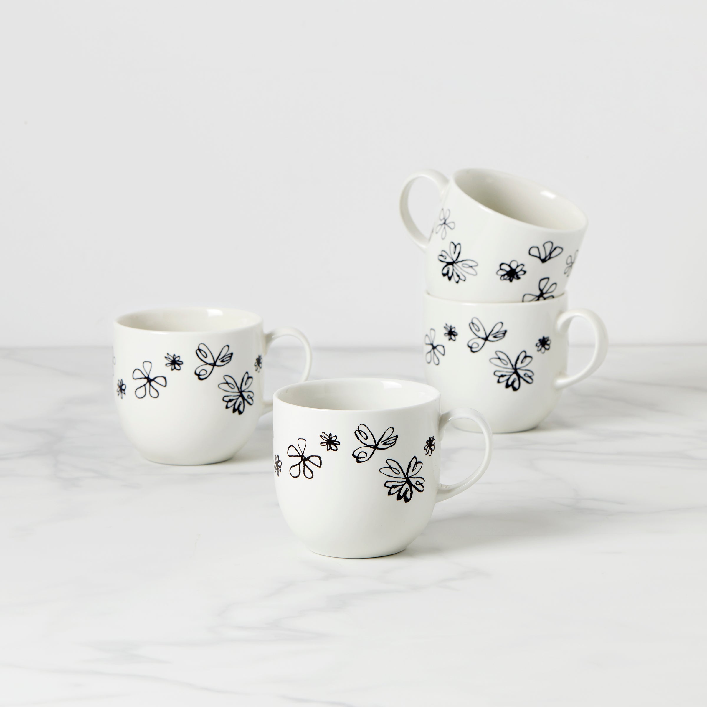 Lenox Westmore Garden Doodle Mugs, Set of 4