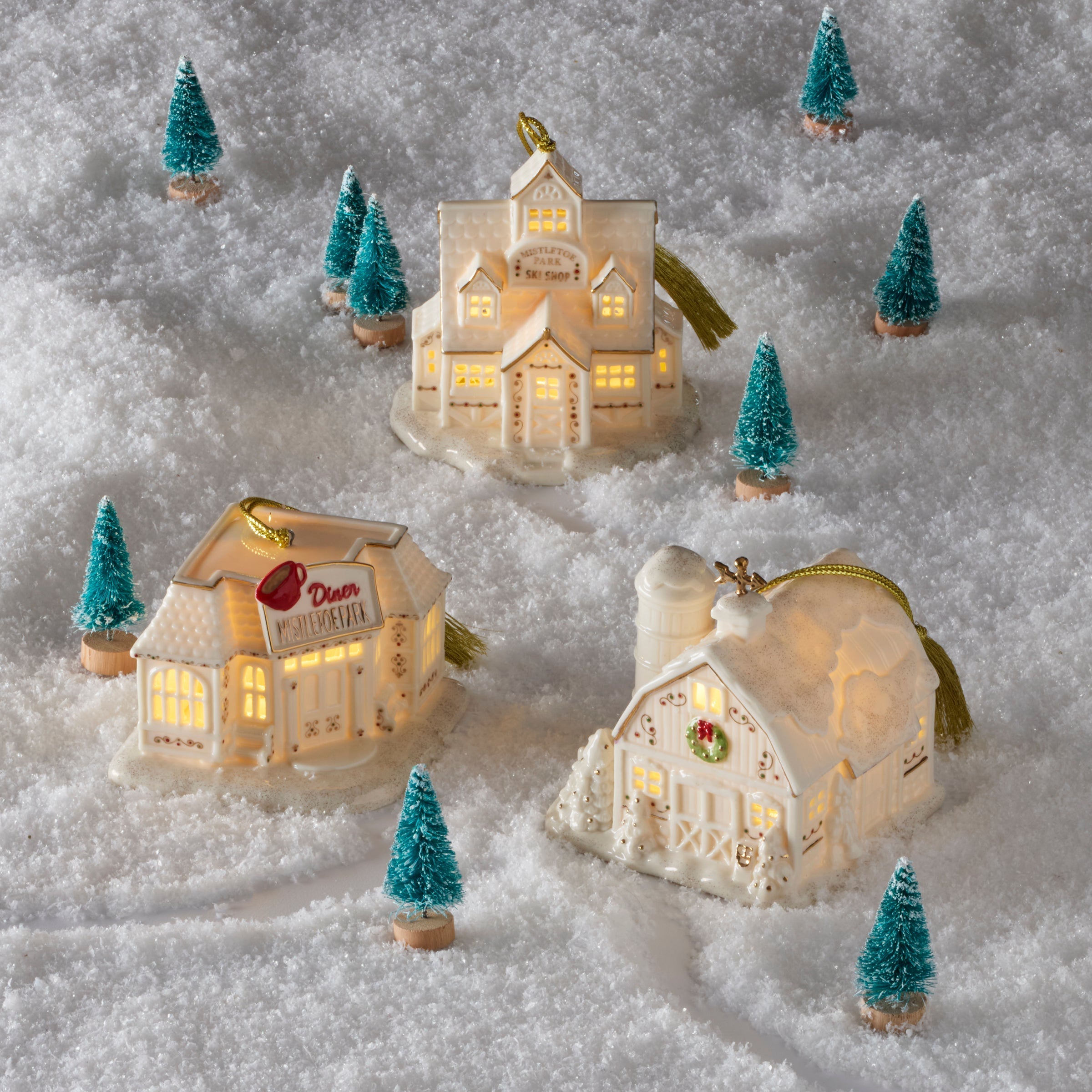 Lenox Westmore Mistletoe Park Ski Shop Lit Ornament - Image 3