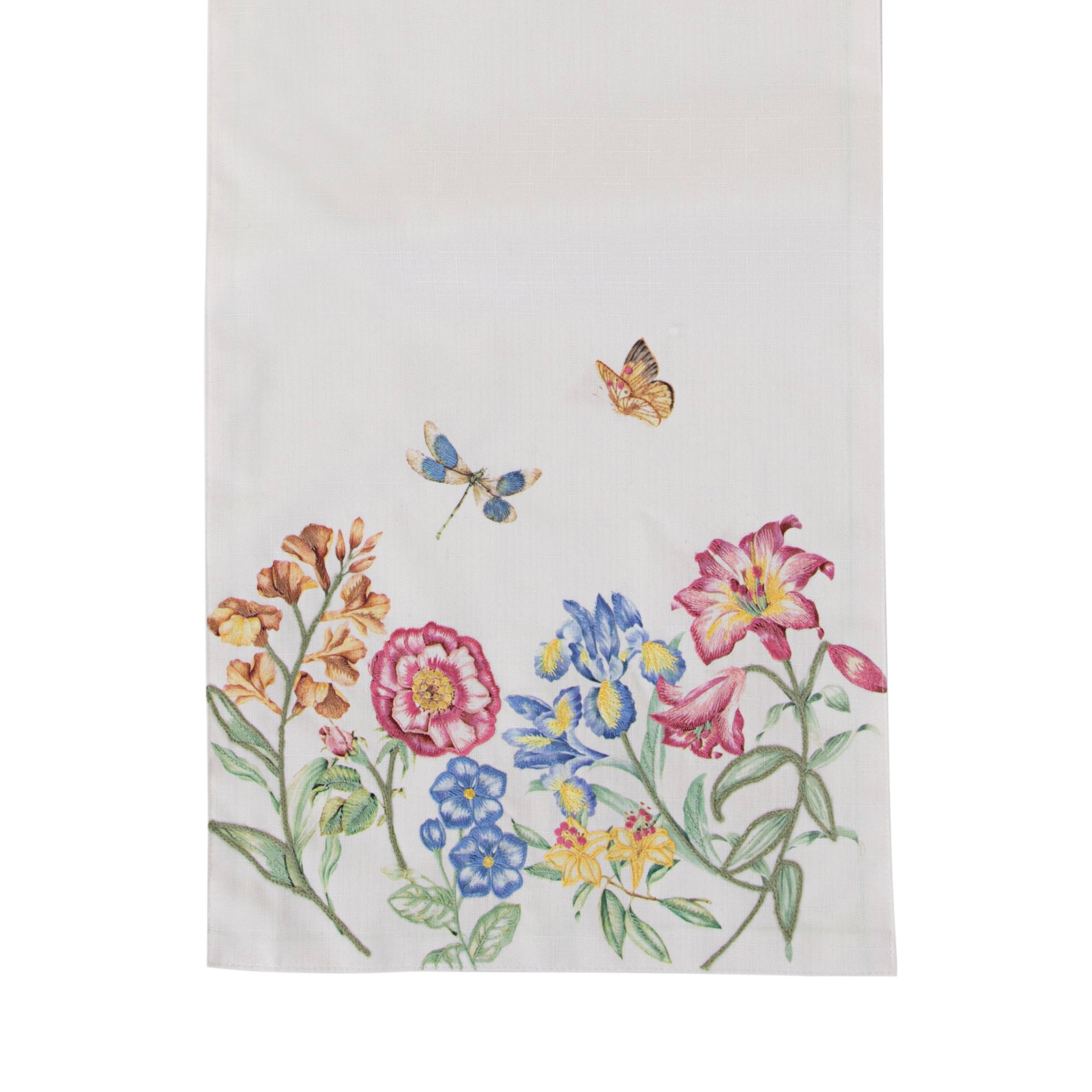 Lenox Westmore Butterfly Meadow Garden Embroidered Runner