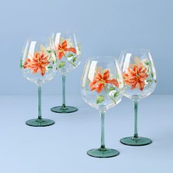 Lenox Westmore Butterfly Meadow Holiday Balloon Glasses, Set of 4