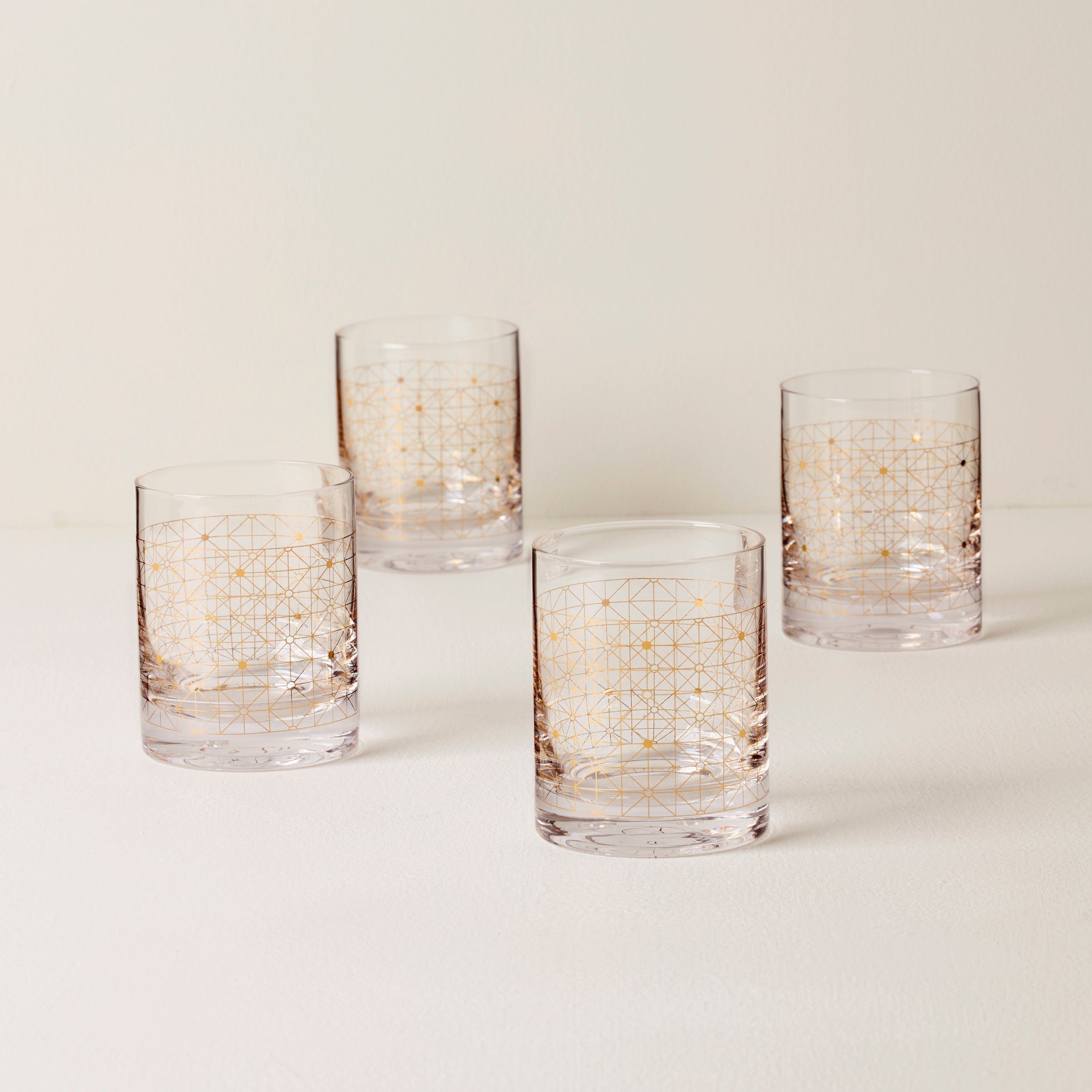 Lenox Westmore Tuscany Classics Gold Dust Double Old Fashion Glasses, Set of 4