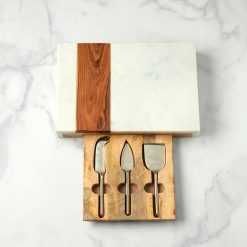 Lenox Westmore Marble & Wood Serving Board with Cheese Server Set