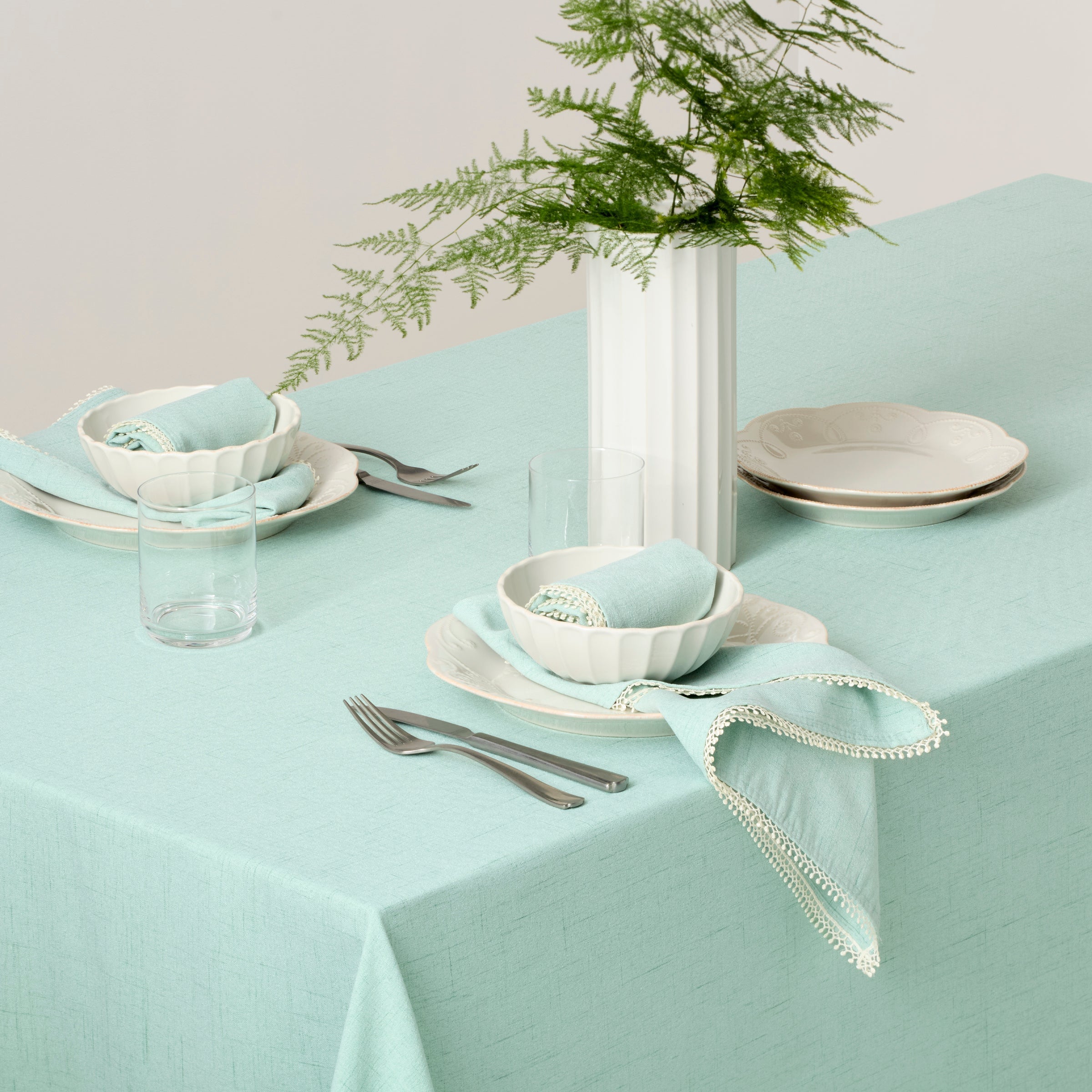 Lenox Westmore French Perle Ice Blue 60x84 Tablecloth - Image 4
