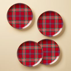 Lenox Westmore Holiday Red Tartan Accent Plates, Set of 4