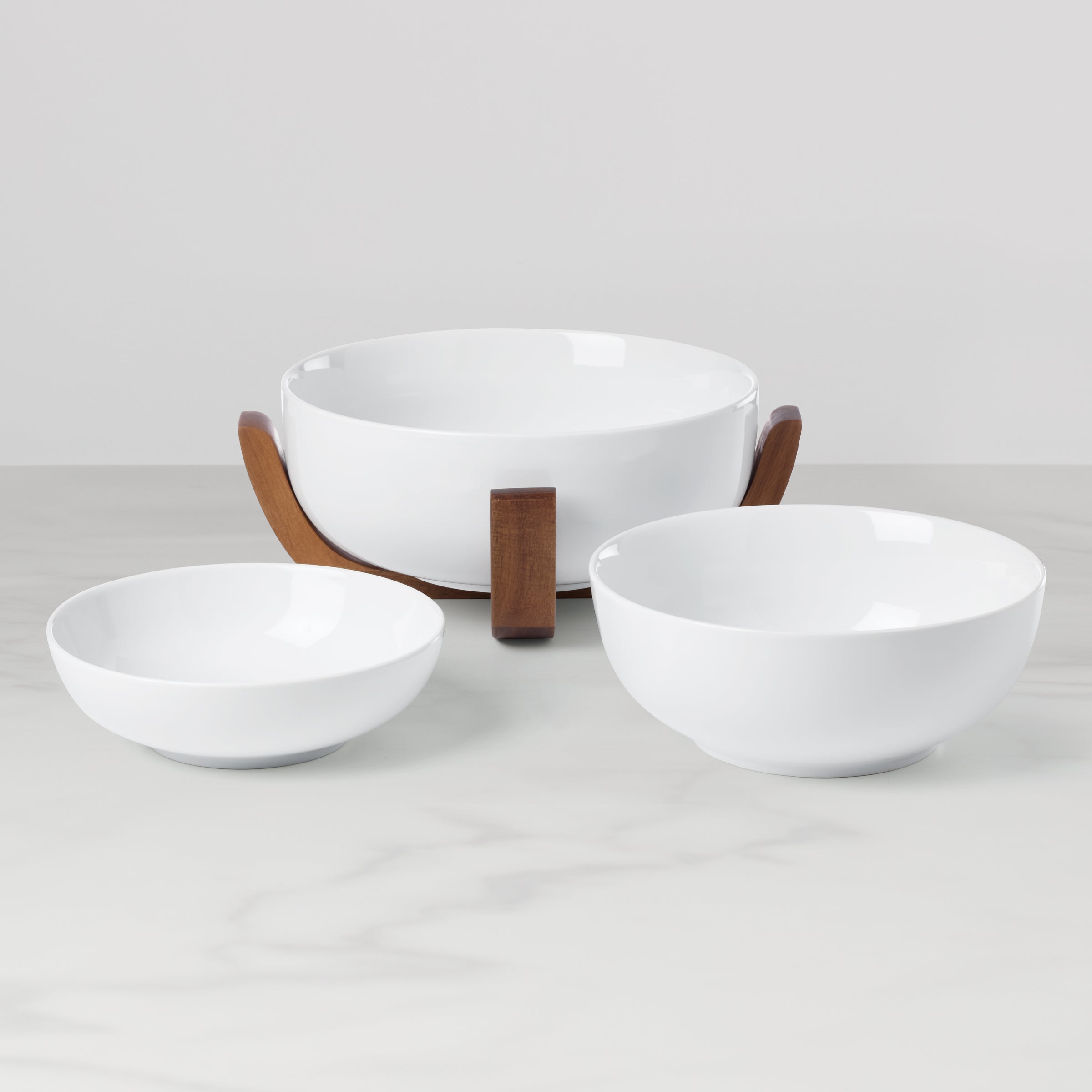 Lenox Westmore 24 Seven White 3-Piece Nesting Bowl Set with Wood Stand - Image 2