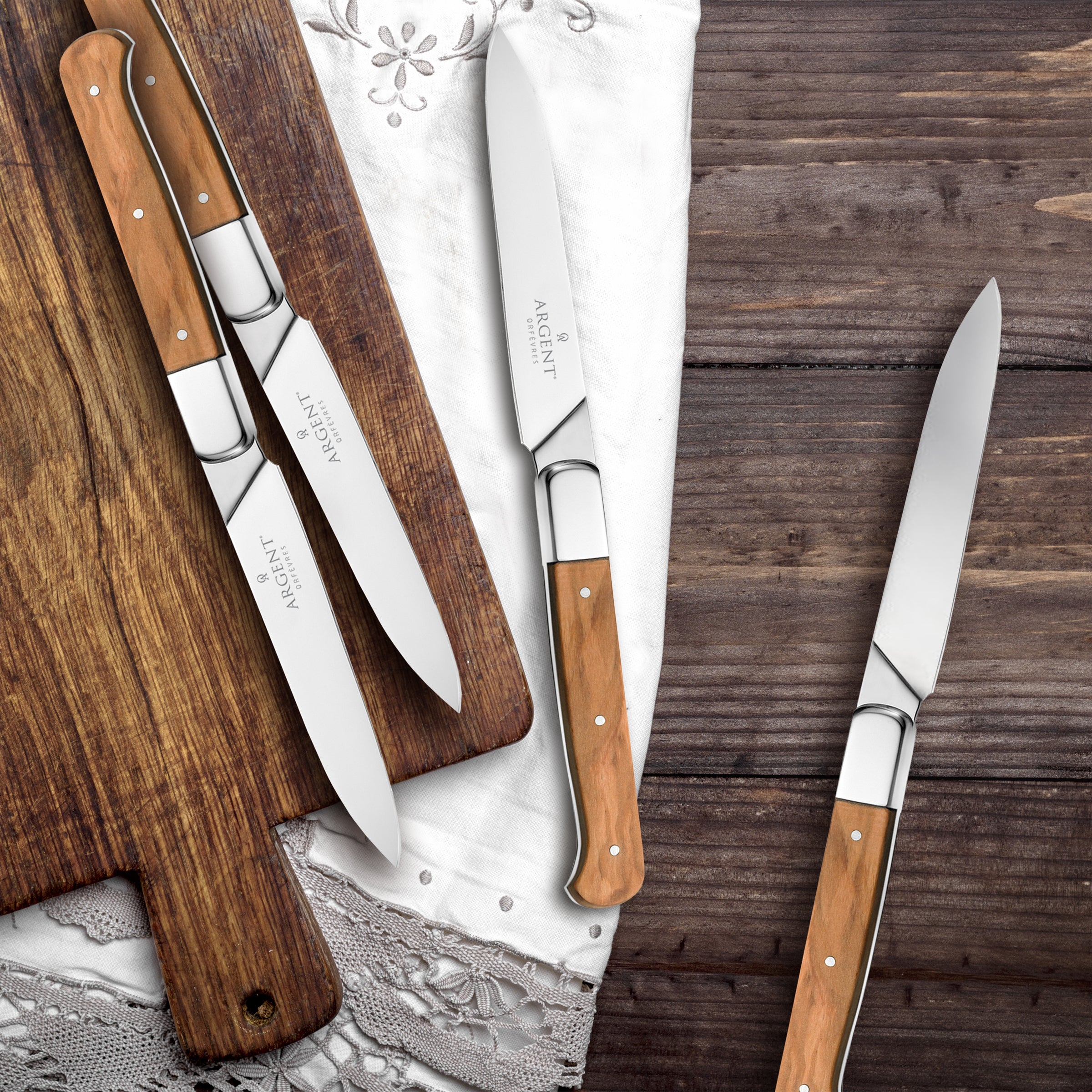 Lenox Westmore Argent Lynden Olive Wood Steak Knives, Set of 4 - Image 4