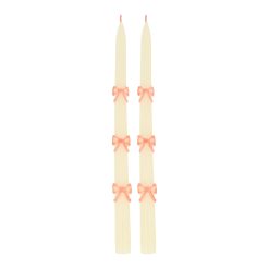Lenox Westmore Pink Bow Taper Candles, Set of 2