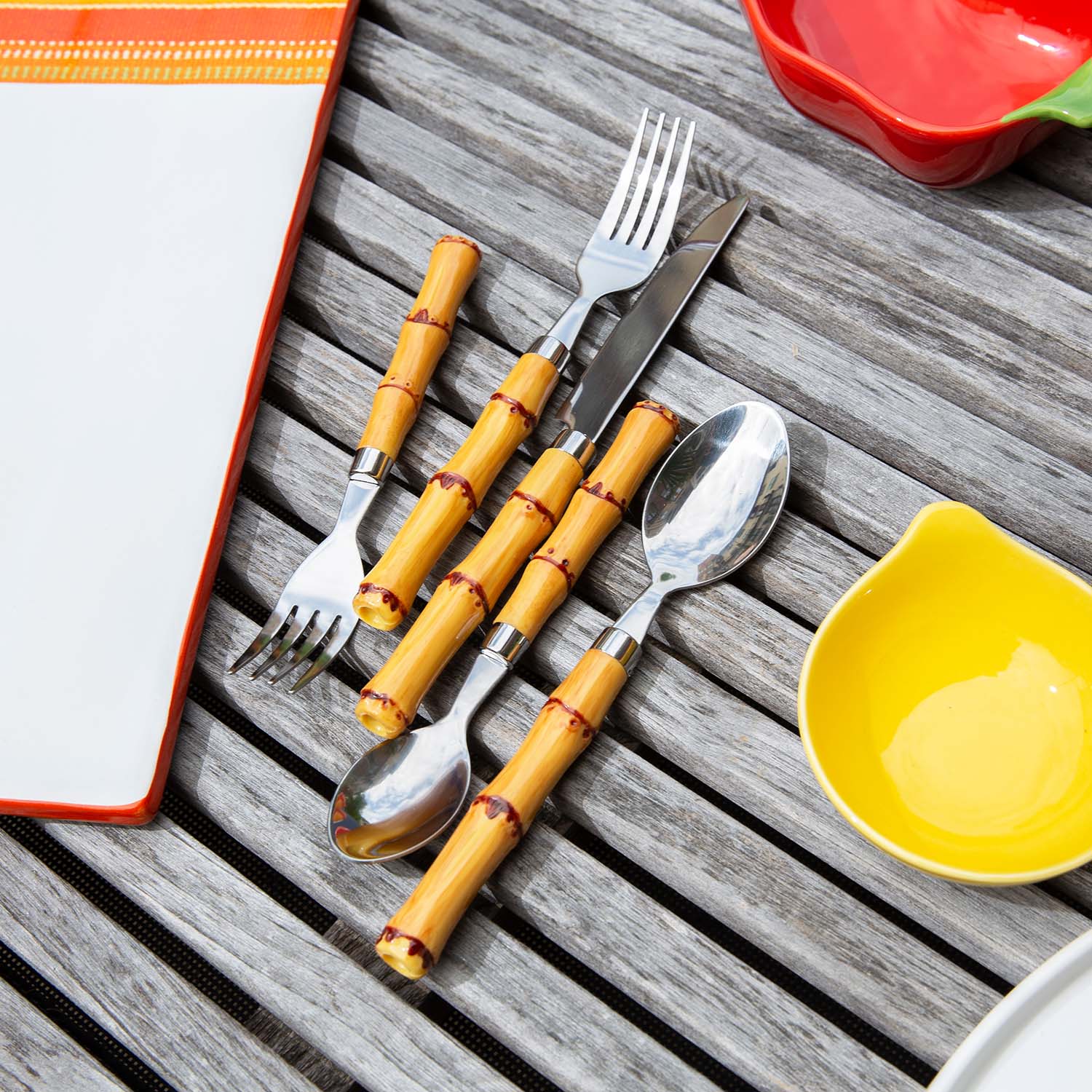 Lenox Westmore Bamboo Plastic Handle 20-Piece Flatware Set - Image 8