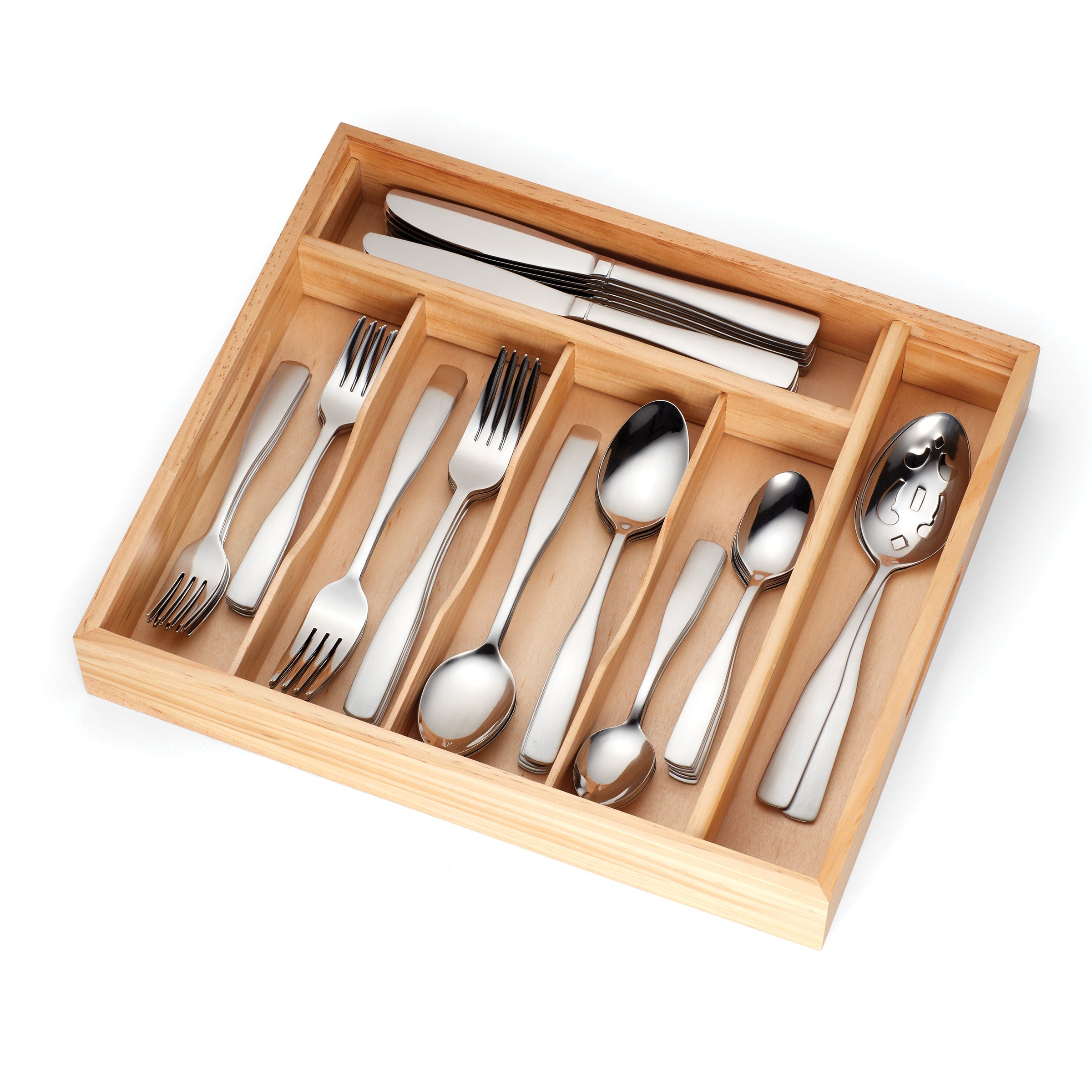Lenox Westmore Madison Satin 62-Piece Flatware Set with Wood Tray - Image 3