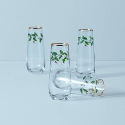 Lenox Westmore Holiday Stemless Flute Glasses, Set of 4