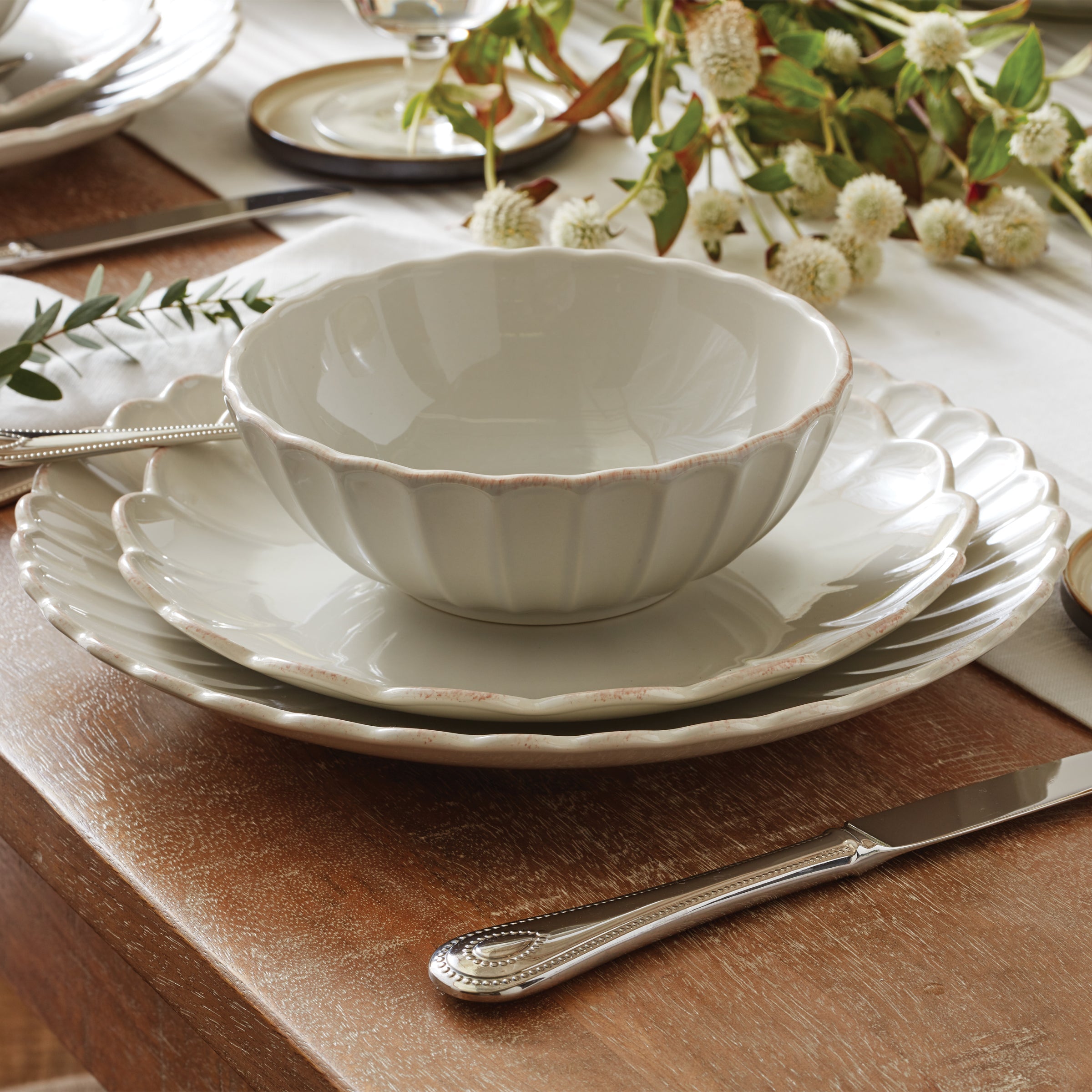 Lenox Westmore French Perle Scallop White 18-Piece Dinnerware Set - Image 4