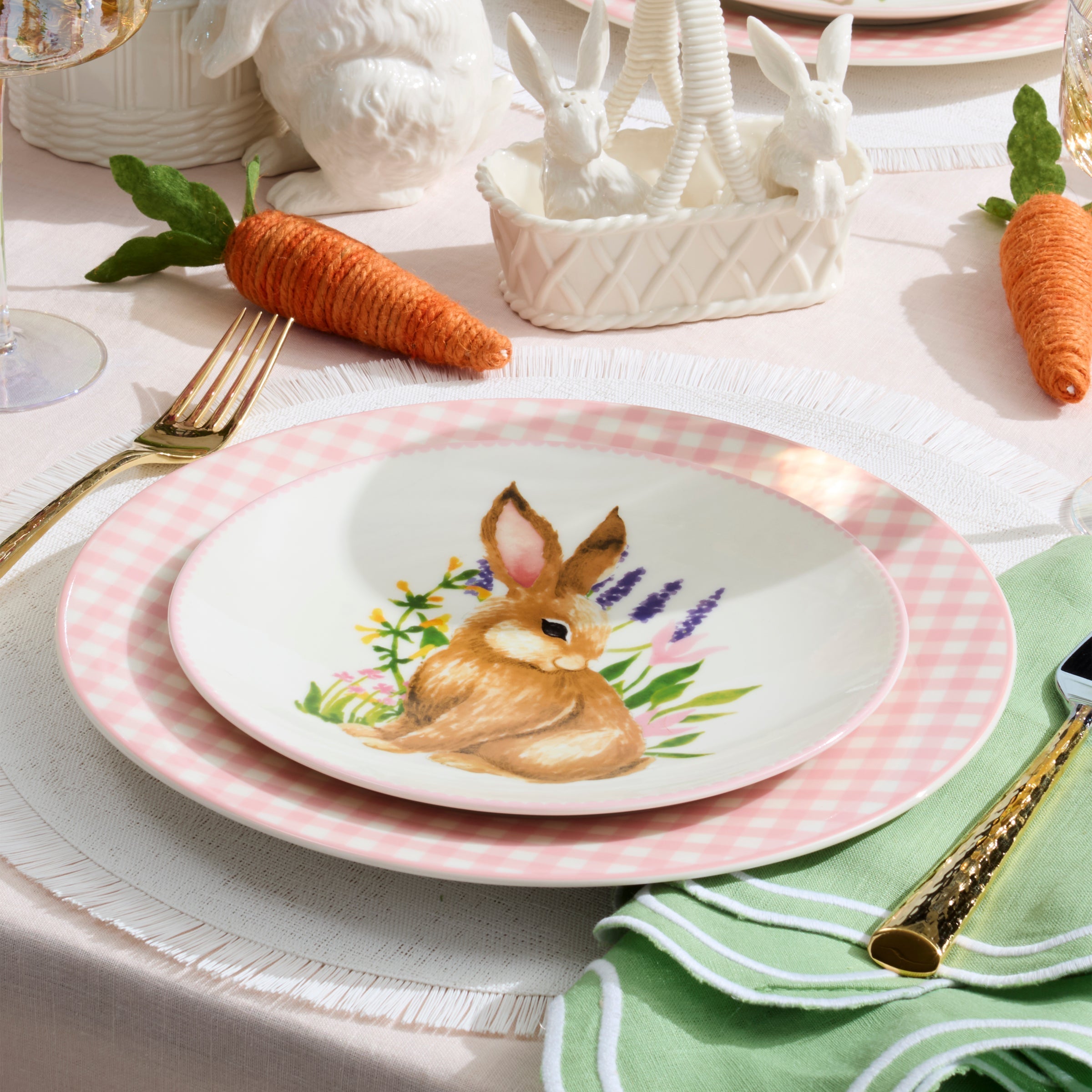 Lenox Westmore Gingham Pink Dinner Plates, Set of 4 - Image 3