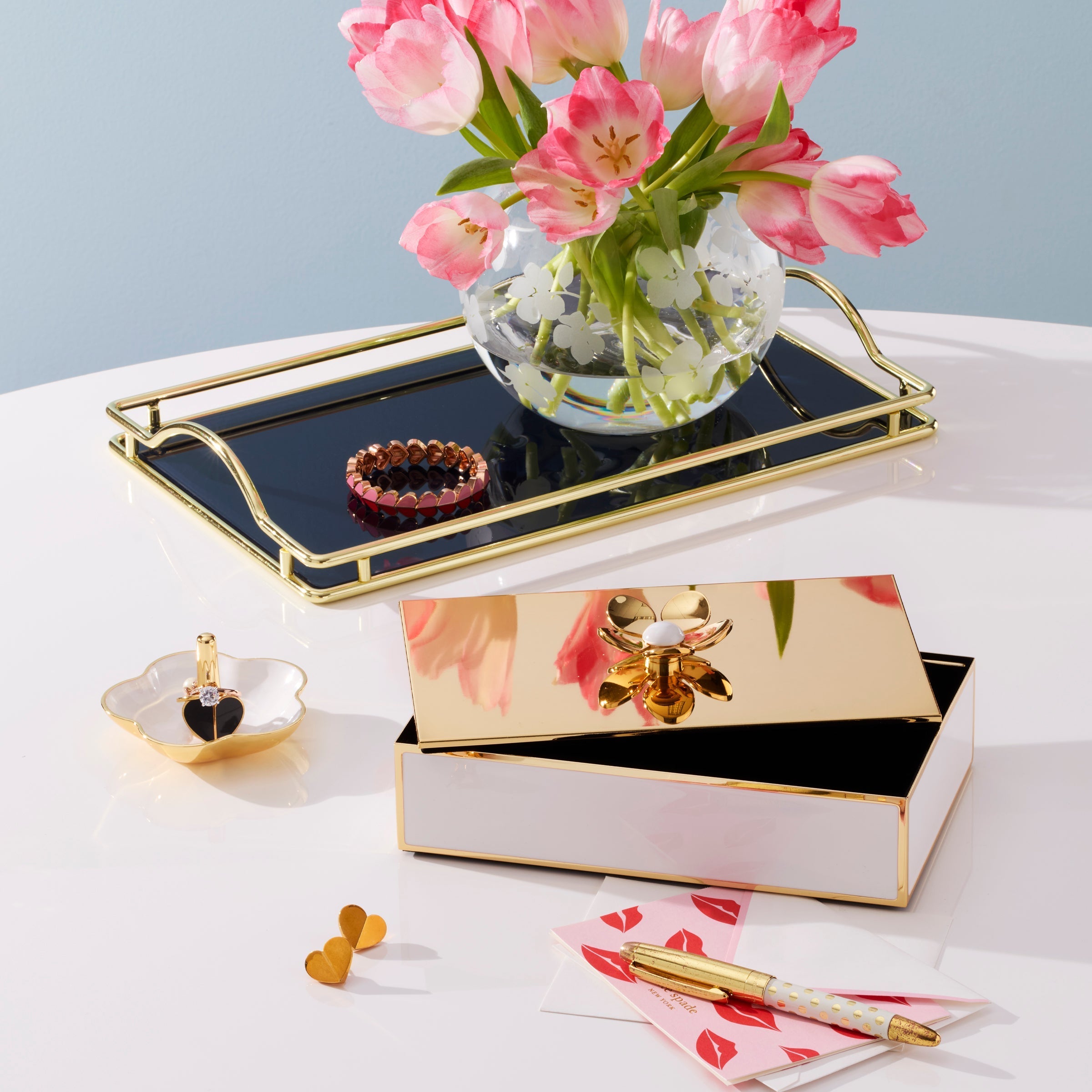 Lenox Westmore Make It Pop Gold Large Floral Box - Image 3