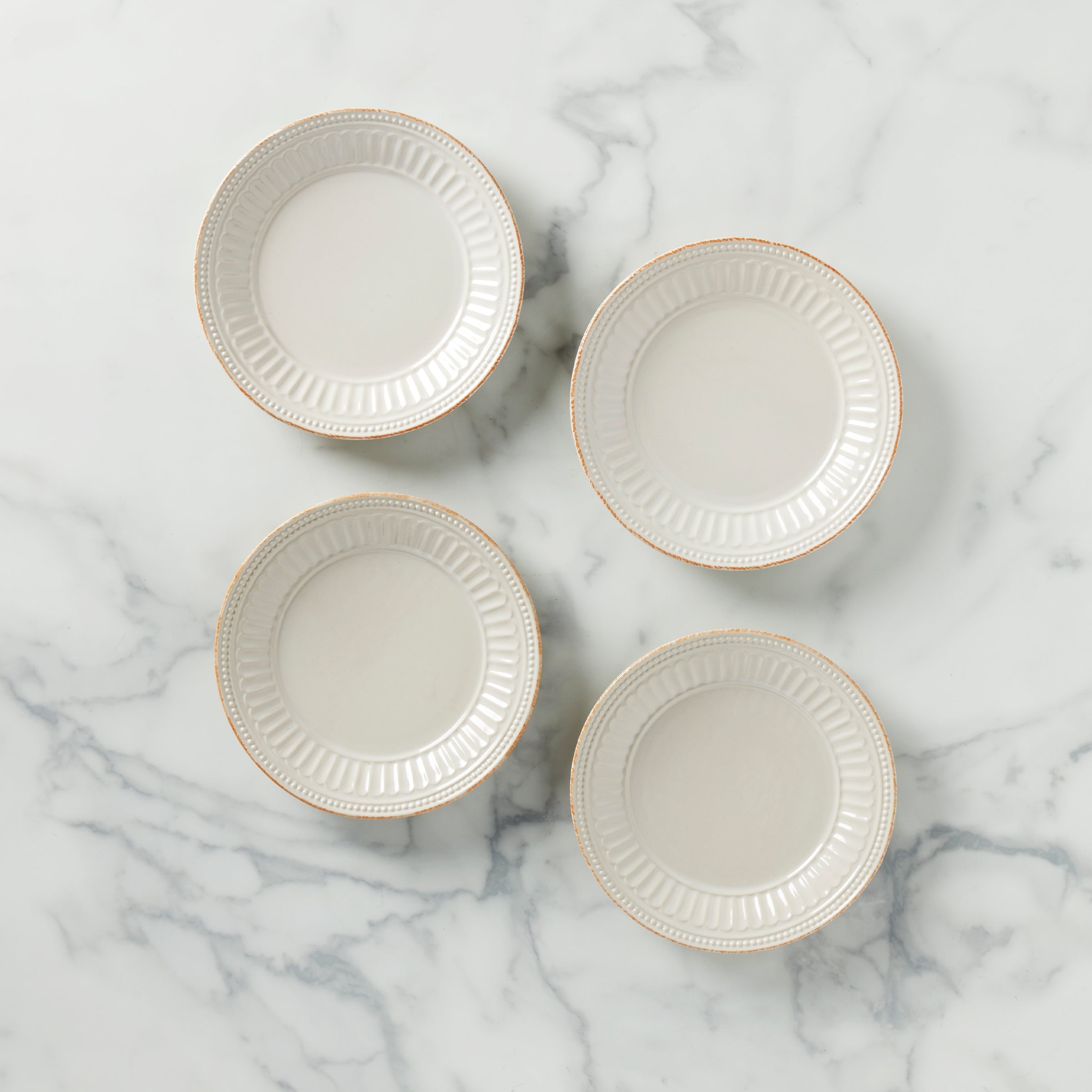 Lenox Westmore French Perle Groove White Dessert Plates, Set of 4
