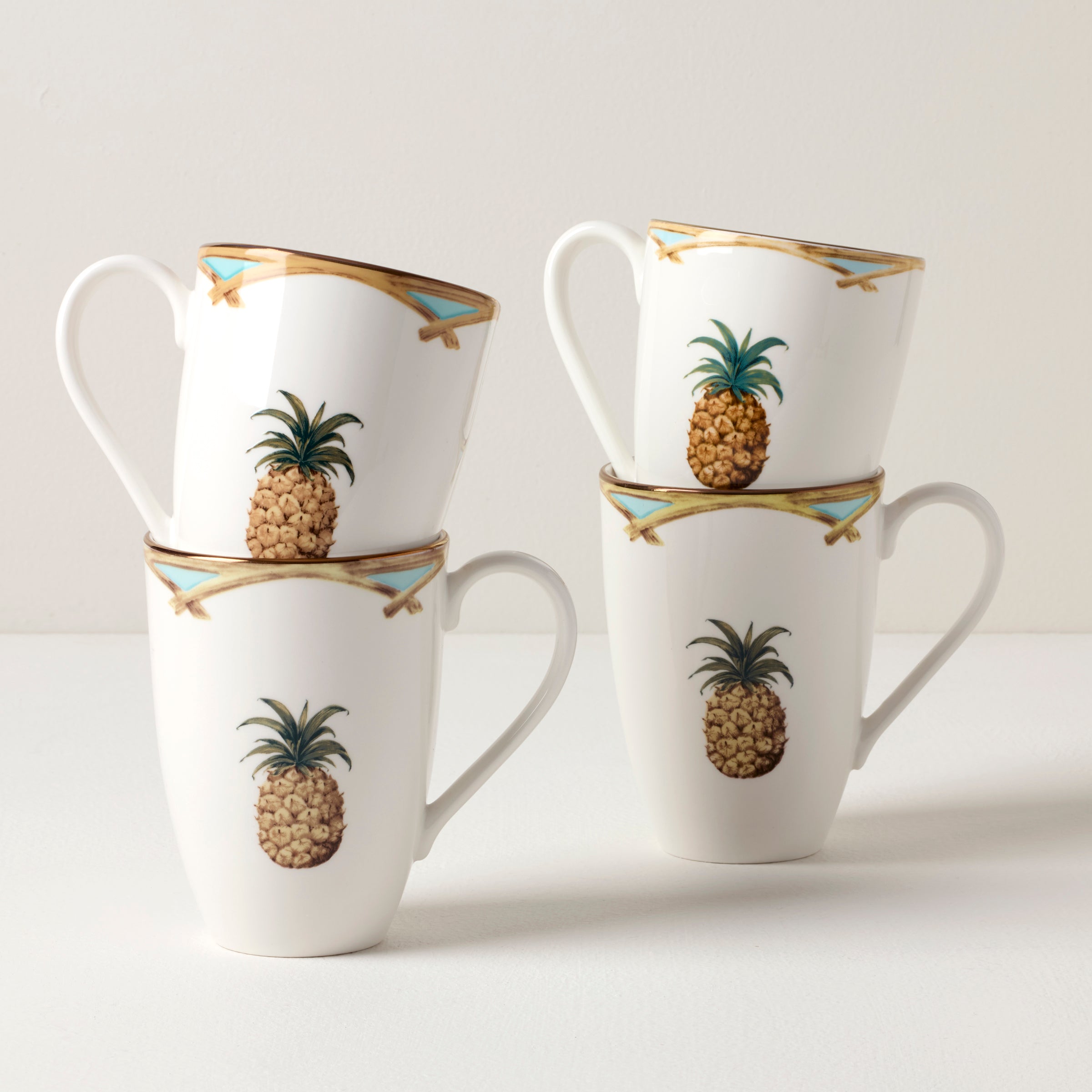 Lenox Westmore British Colonial Bamboo Mugs, Set of 4