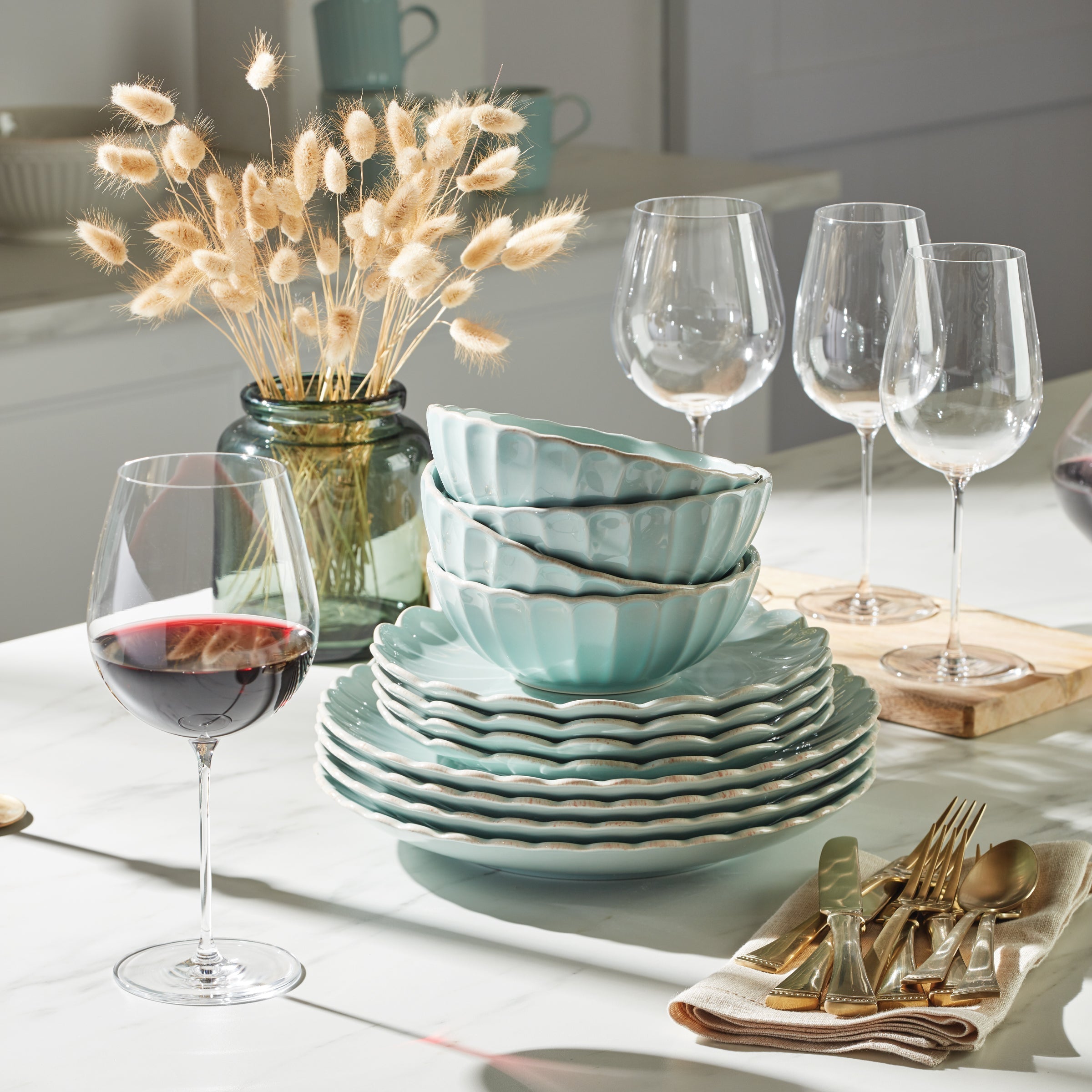 Lenox Westmore French Perle Scallop Ice Blue 12-Piece Dinnerware Set - Image 7