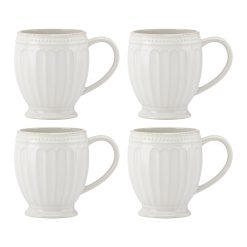 Lenox Westmore French Perle Groove White Mugs, Set of 4