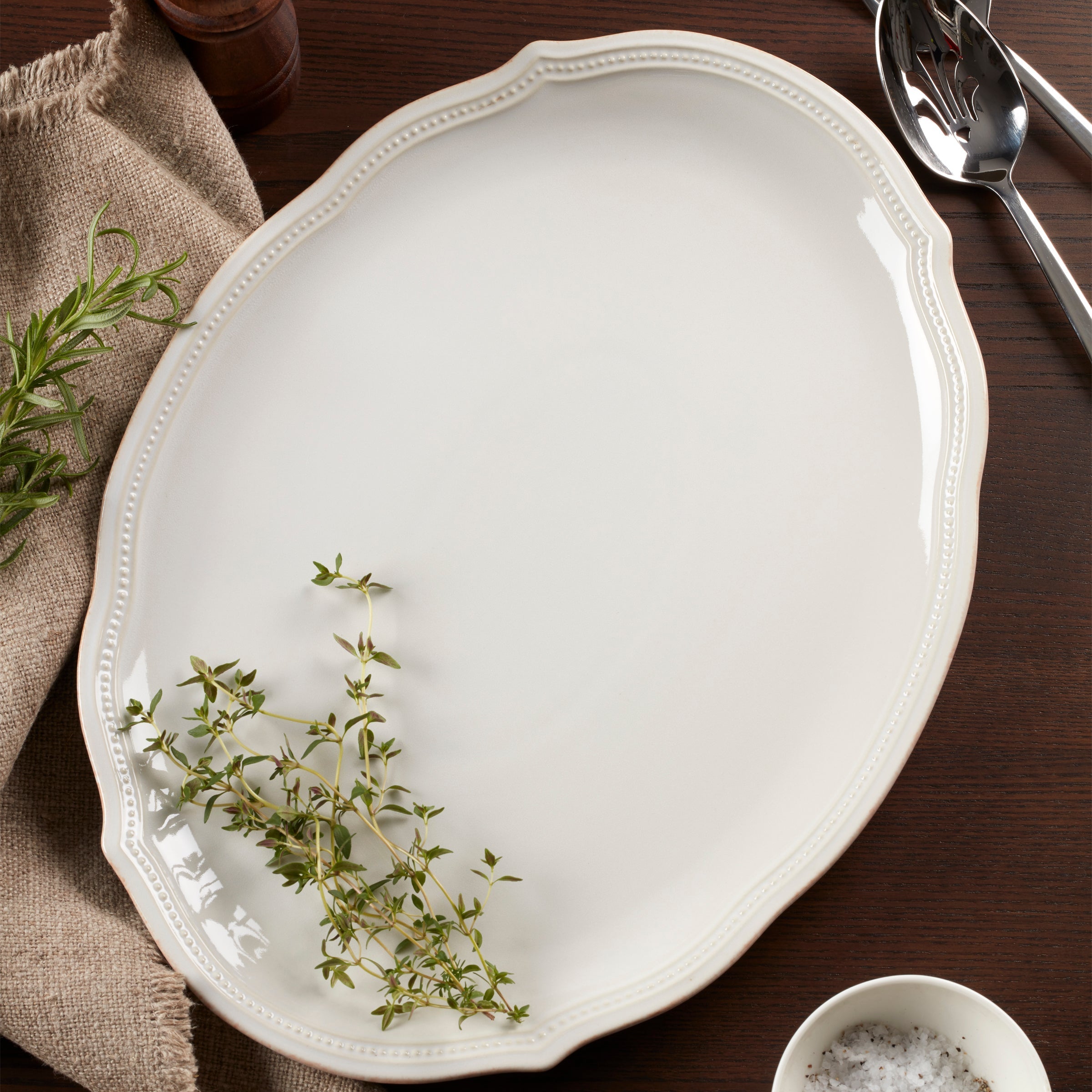 Lenox Westmore French Perle Bead White Oval Platter - Image 3