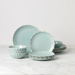 Lenox Westmore French Perle Scallop Ice Blue 12-Piece Dinnerware Set