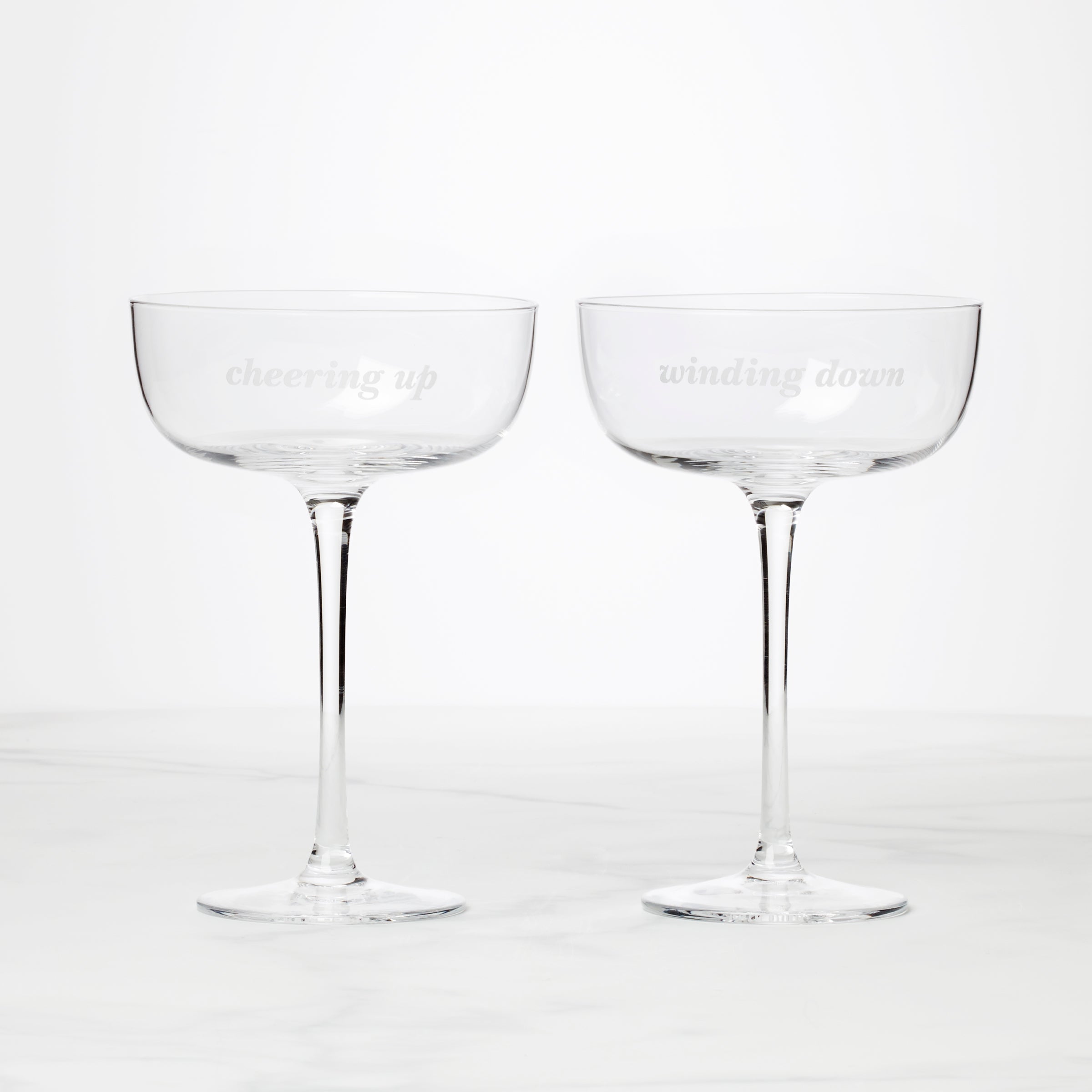 Lenox Westmore Winding Down & Cheering Up Coupe Glasses, Set of 2