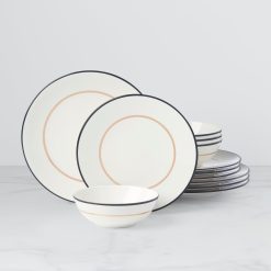 Lenox Westmore Make It Pop Black & Gold 12-Piece Dinnerware Set