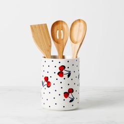 Lenox Westmore Vintage Cherry Dot 4-Piece Utensil Crock Set