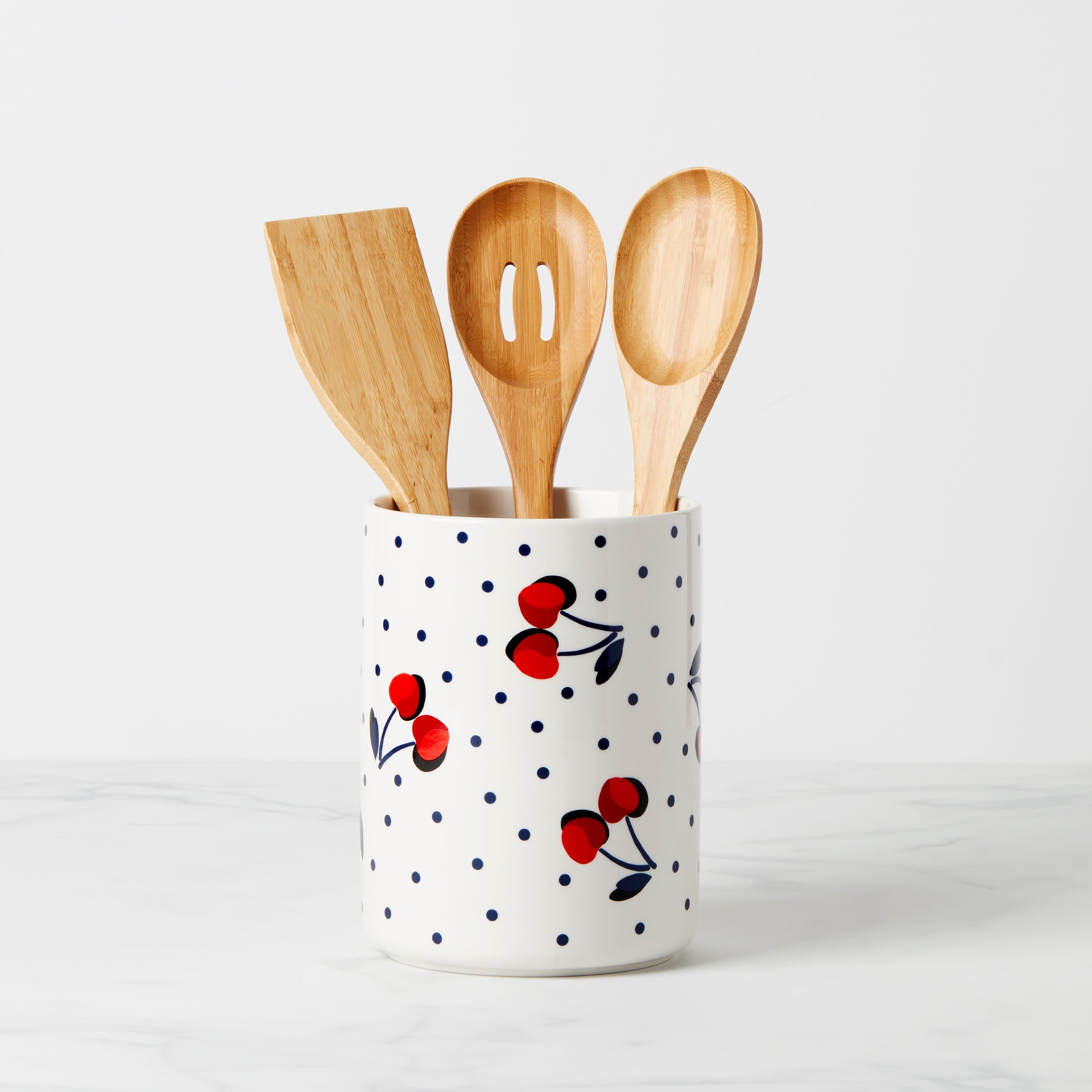 Lenox Westmore Vintage Cherry Dot 4-Piece Utensil Crock Set