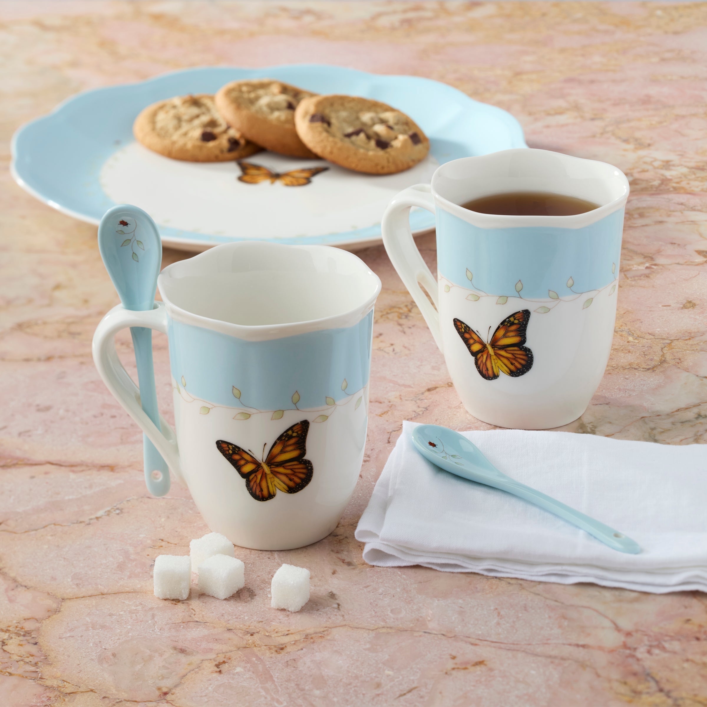 Lenox Westmore Butterfly Meadow Blue Mugs with Spoons, Set of 2 - Image 5