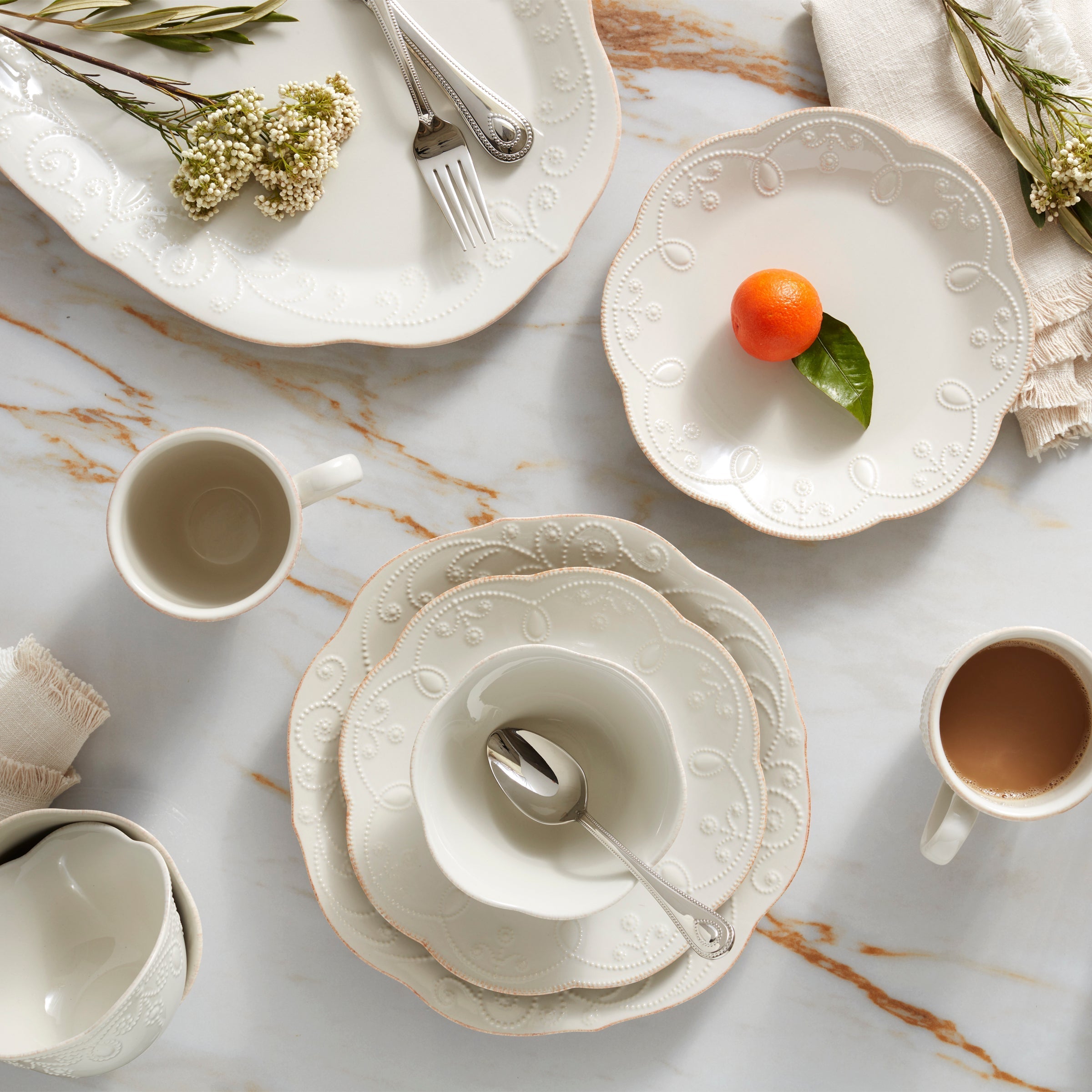 Lenox Westmore French Perle White 12-Piece Dinnerware Set - Image 4
